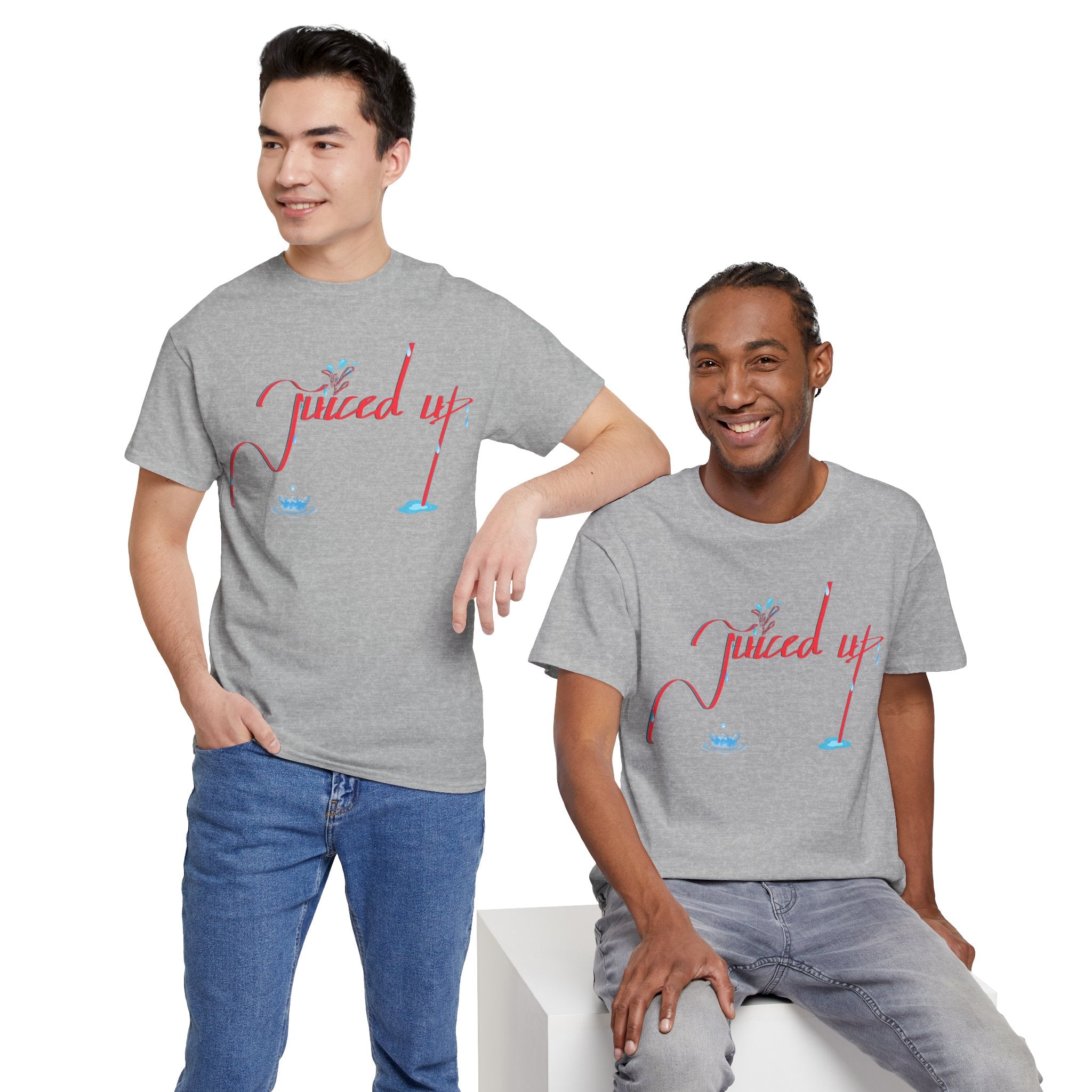 Hand-Written, Funny, Assertive 'Juiced Up' Unisex Tee, Bold Casual Everyday Shirt, Semi-Formal Adult Tshirt, 100% Cotton Eco-Friendly Top, Versatile Tee