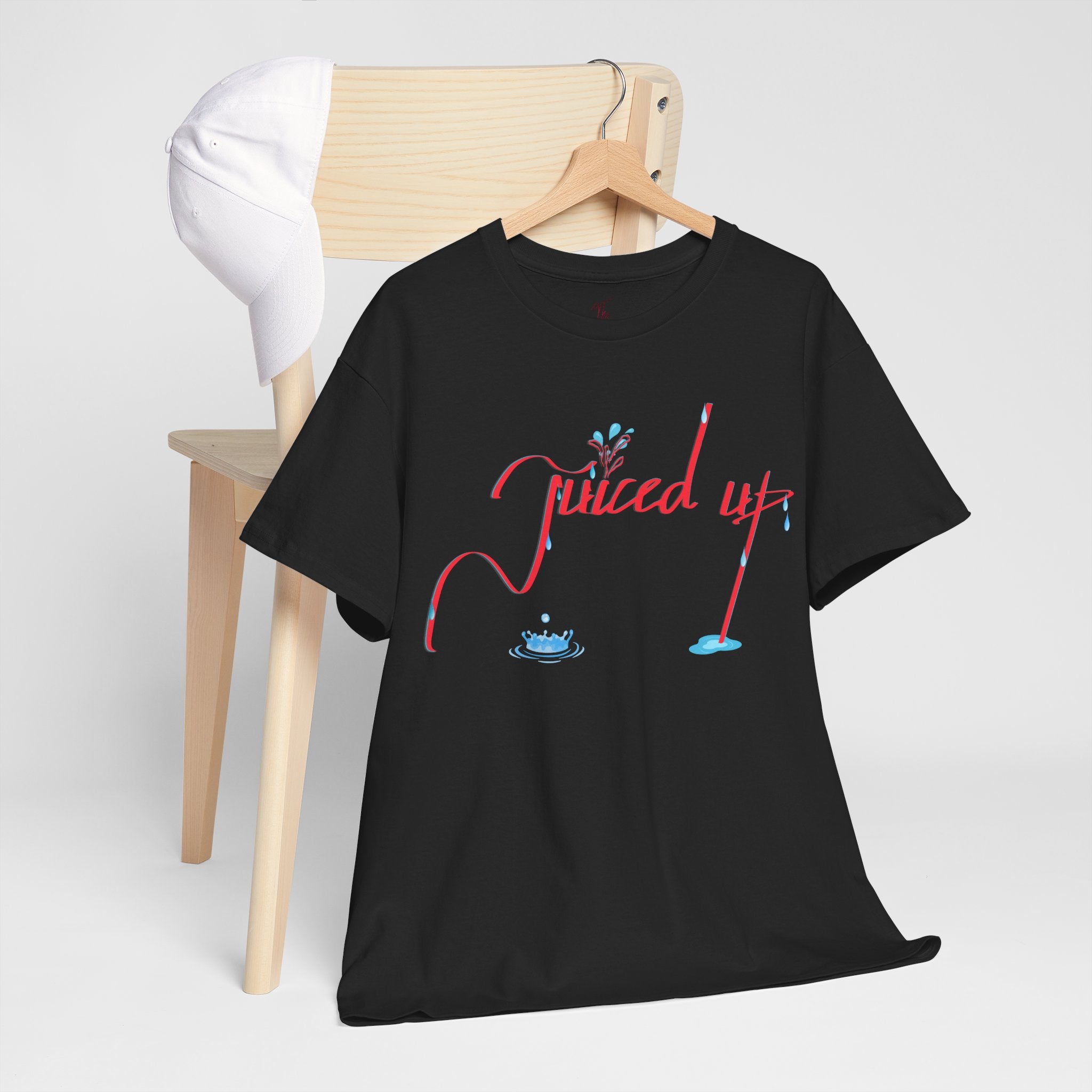 Hand-Written, Funny, Assertive 'Juiced Up' Unisex Tee, Bold Casual Everyday Shirt, Semi-Formal Adult Tshirt, 100% Cotton Eco-Friendly Top, Versatile Tee