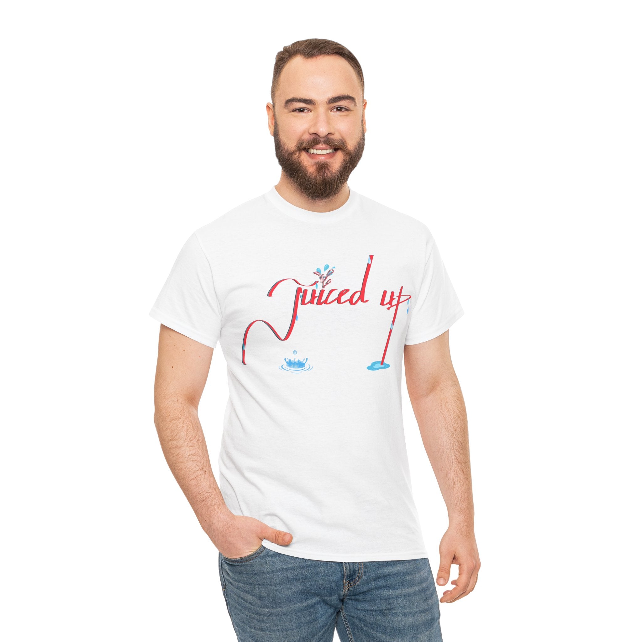 Hand-Written, Funny, Assertive 'Juiced Up' Unisex Tee, Bold Casual Everyday Shirt, Semi-Formal Adult Tshirt, 100% Cotton Eco-Friendly Top, Versatile Tee