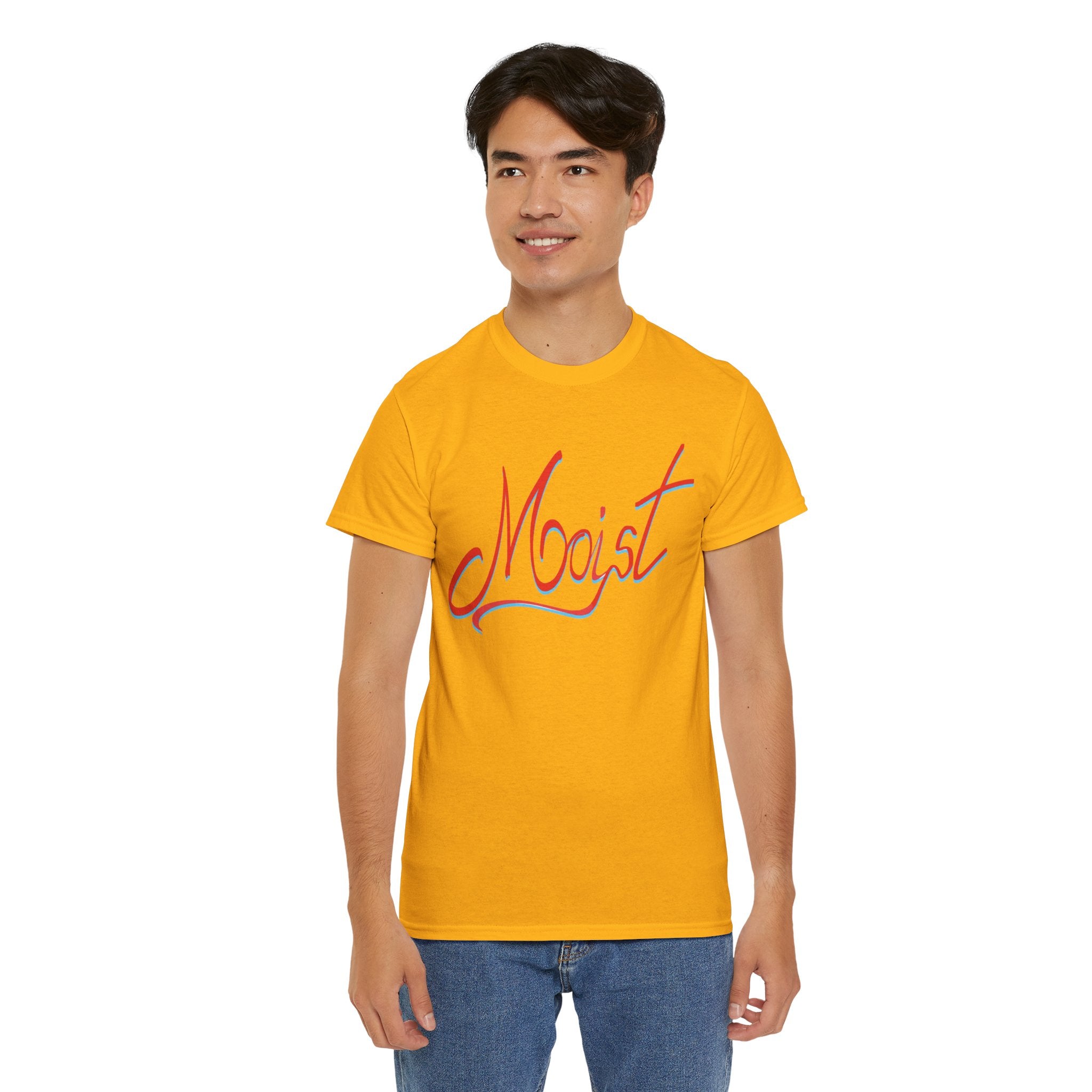 Moist Script T-Shirt — Playful Retro Typography Tee