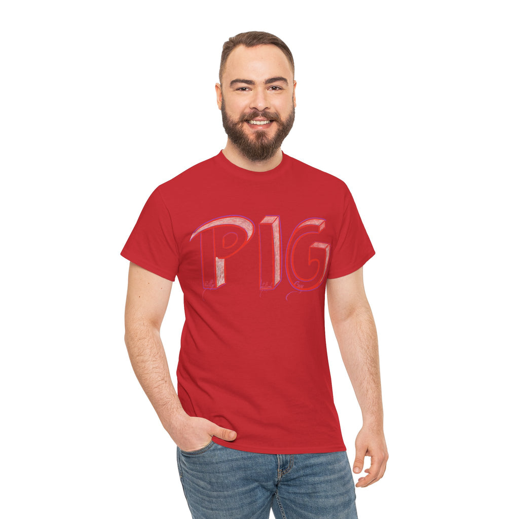 PIG | A Hand-drawn Lettering Tee Shirt Short for - Pretty Intelligent Guy | Retro Drip Text Tee | Dare it | Funny
