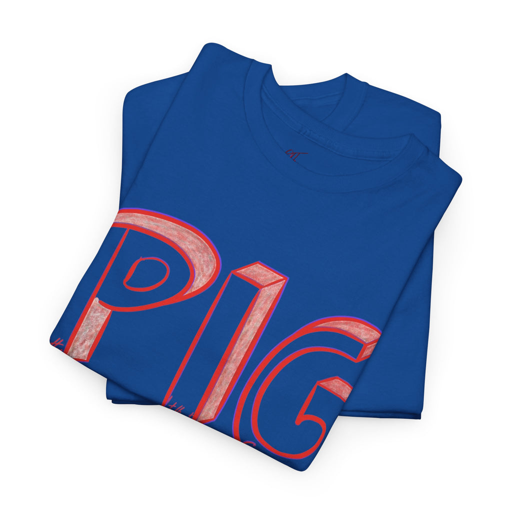 PIG | A Hand-drawn Lettering Tee Shirt Short for - Pretty Intelligent Guy | Retro Drip Text Tee | Dare it | Funny