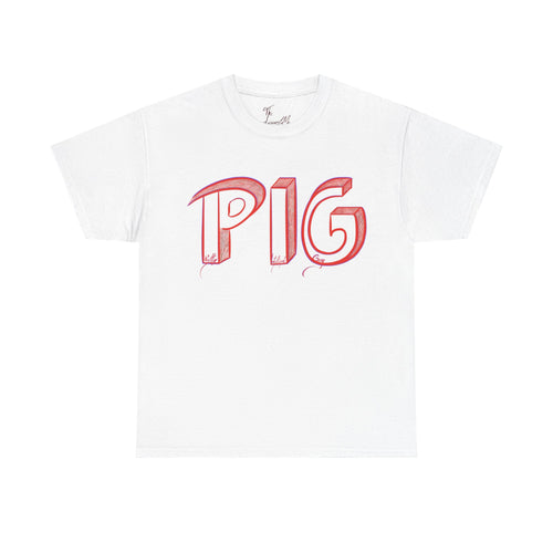 PIG | A Hand-drawn Lettering Tee Shirt Short for - Pretty Intelligent Guy | Retro Drip Text Tee | Dare it | Funny