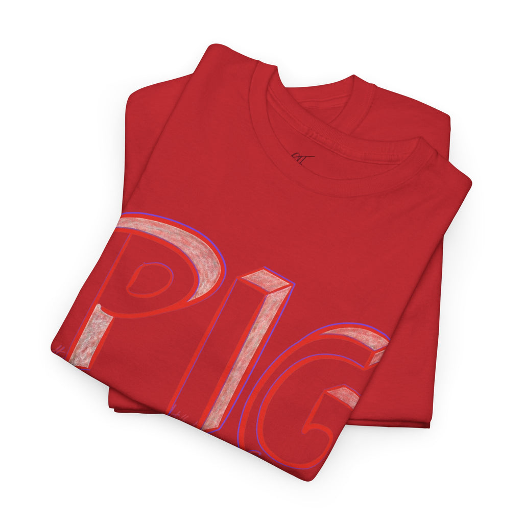 PIG | A Hand-drawn Lettering Tee Shirt Short for - Pretty Intelligent Guy | Retro Drip Text Tee | Dare it | Funny