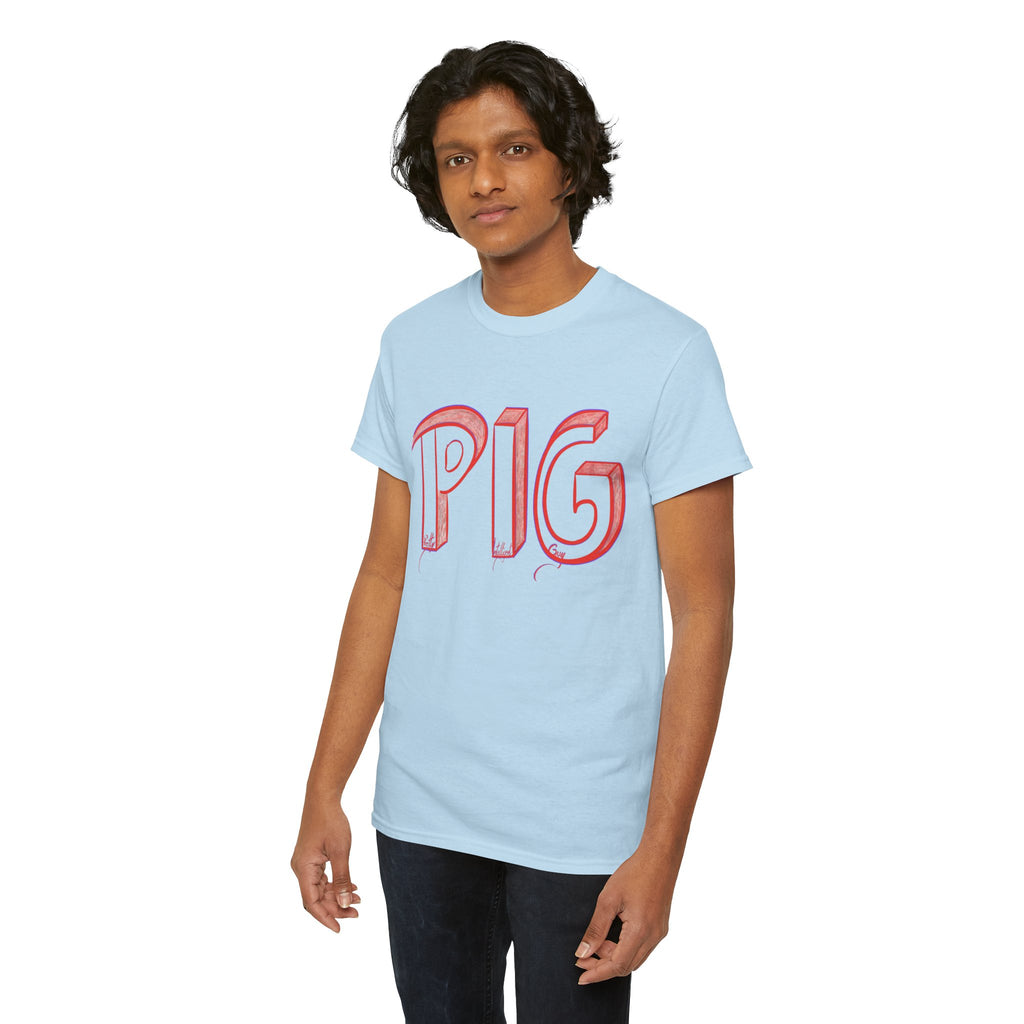 PIG | A Hand-drawn Lettering Tee Shirt Short for - Pretty Intelligent Guy | Retro Drip Text Tee | Dare it | Funny