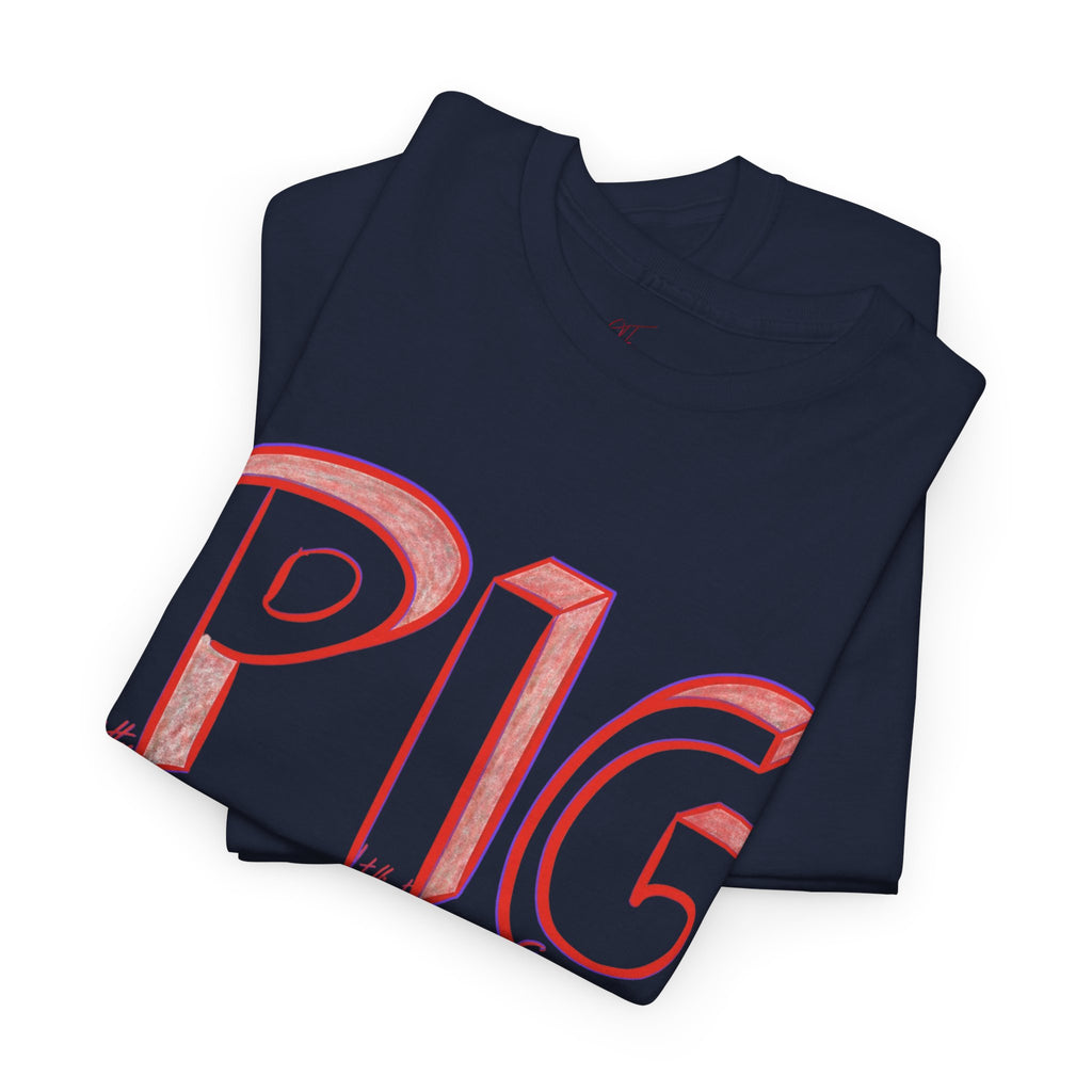 PIG | A Hand-drawn Lettering Tee Shirt Short for - Pretty Intelligent Guy | Retro Drip Text Tee | Dare it | Funny