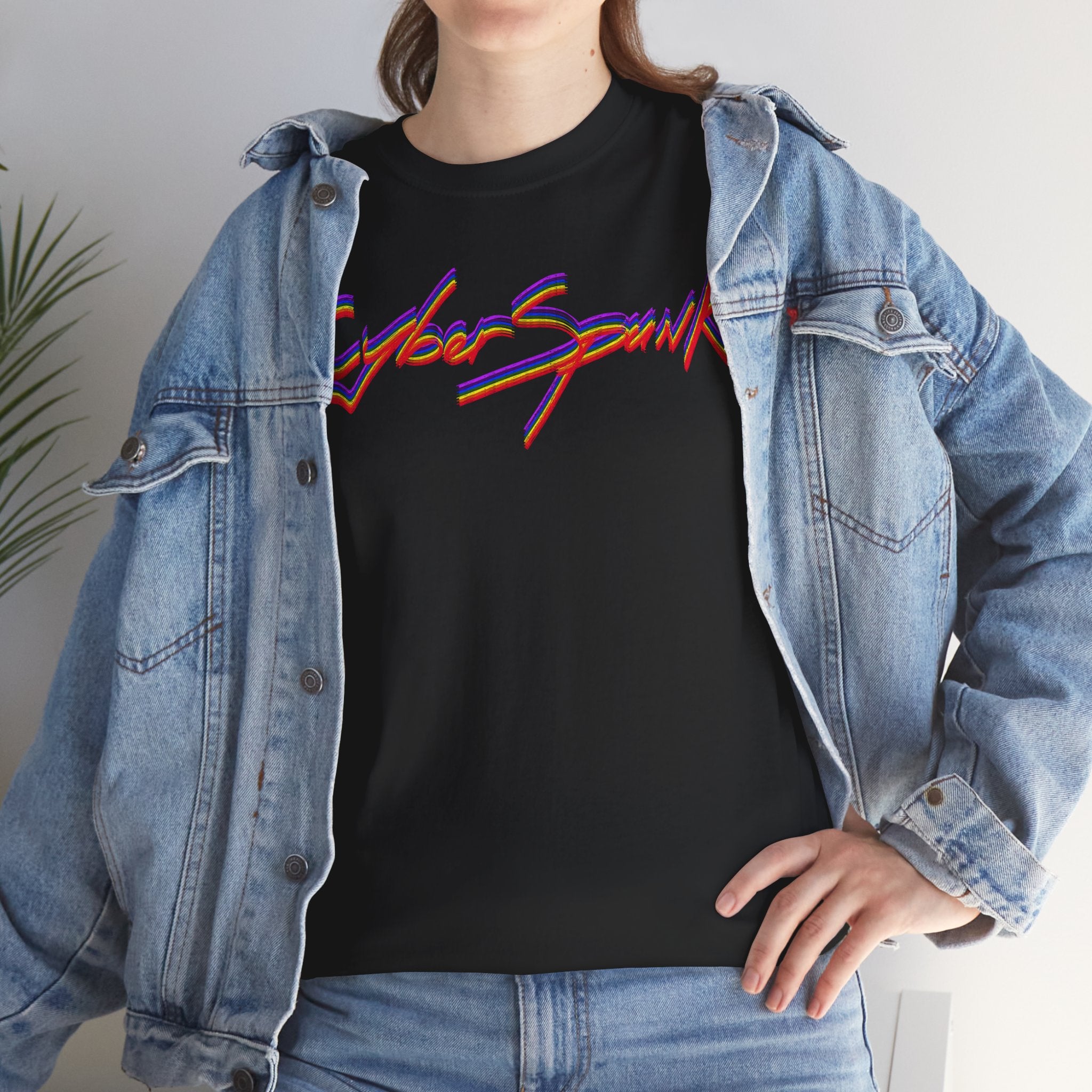 CyberSpunk Unisex Tee - Colourful Funny Cyberpunk Parody Shirt, Handwritten Design, Vibrant Graphic Tee, Casual Wear, Cyberpunk Fan Gift