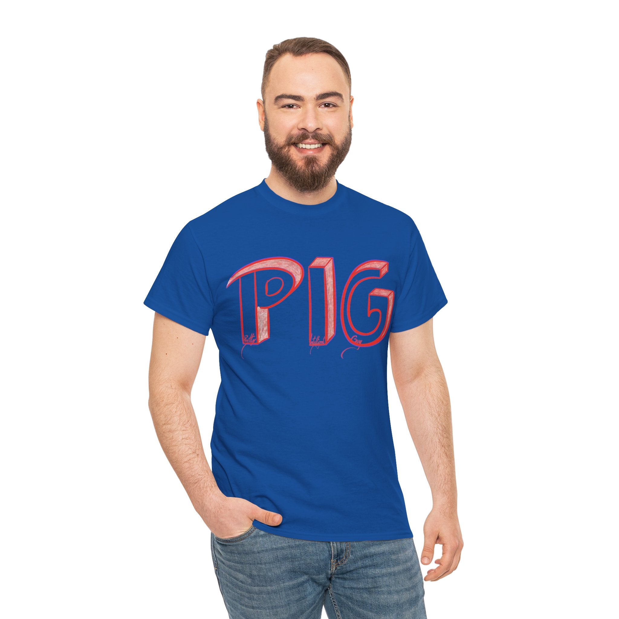 PIG | A Hand-drawn Lettering Tee Shirt Short for - Pretty Intelligent Guy | Retro Drip Text Tee | Dare it | Funny