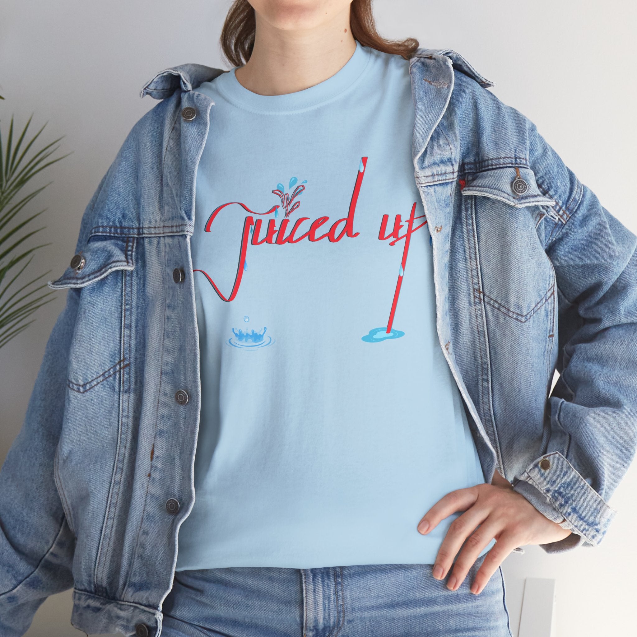Hand-Written, Funny, Assertive 'Juiced Up' Unisex Tee, Bold Casual Everyday Shirt, Semi-Formal Adult Tshirt, 100% Cotton Eco-Friendly Top, Versatile Tee
