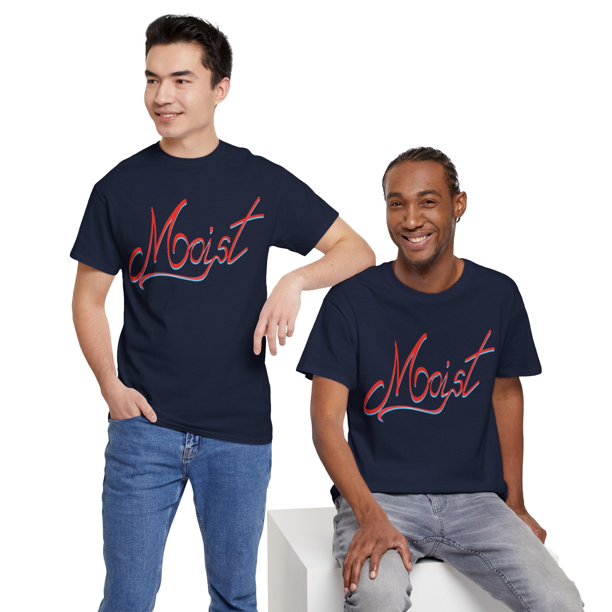 Moist Script T-Shirt — Playful Retro Typography Tee