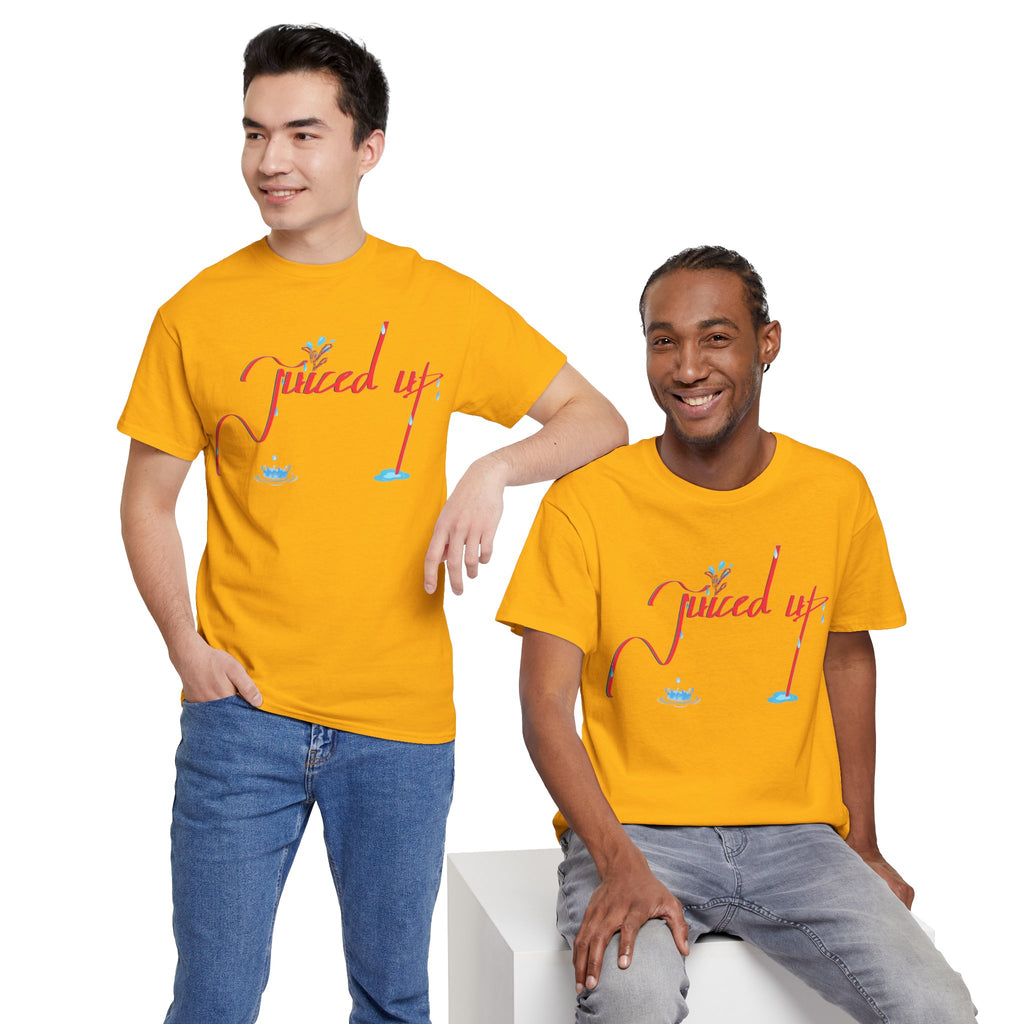 Hand-Written, Funny, Assertive 'Juiced Up' Unisex Tee, Bold Casual Everyday Shirt, Semi-Formal Adult Tshirt, 100% Cotton Eco-Friendly Top, Versatile Tee