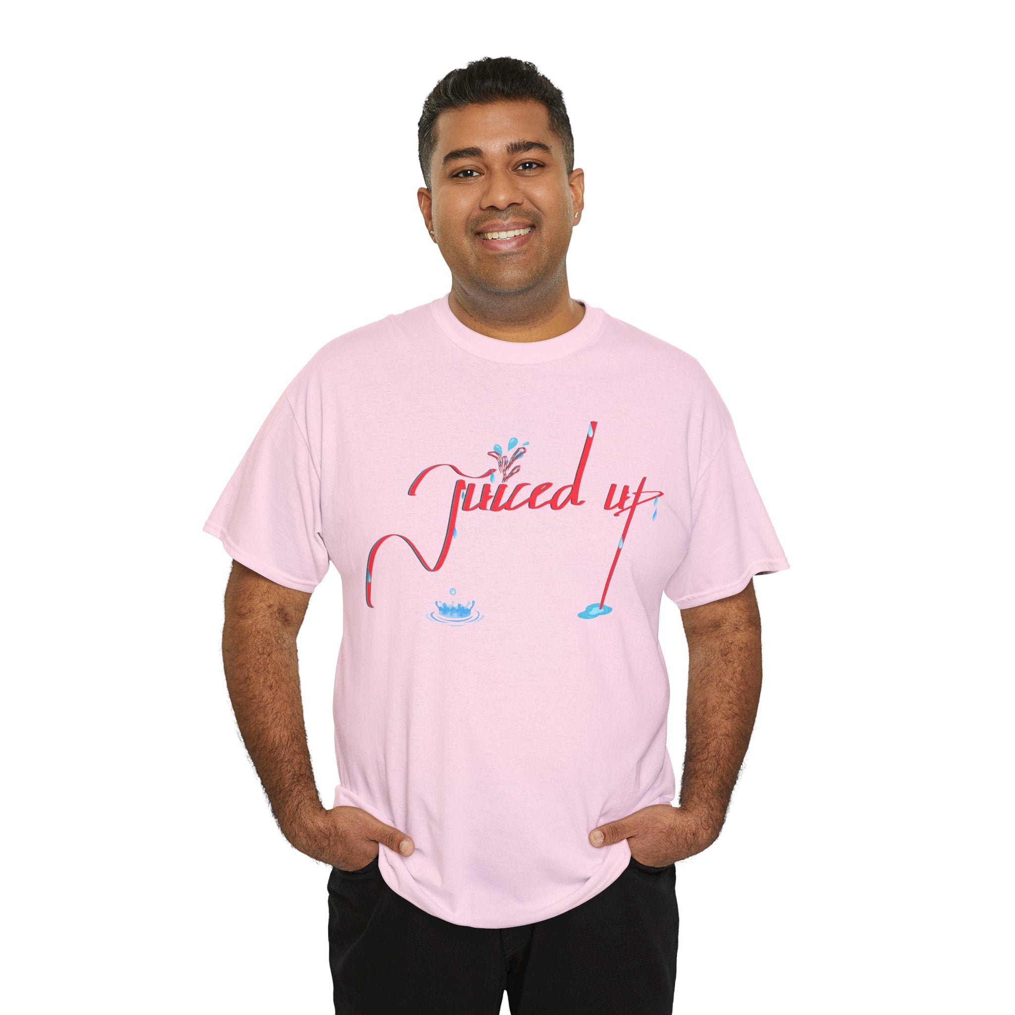 Hand-Written, Funny, Assertive 'Juiced Up' Unisex Tee, Bold Casual Everyday Shirt, Semi-Formal Adult Tshirt, 100% Cotton Eco-Friendly Top, Versatile Tee
