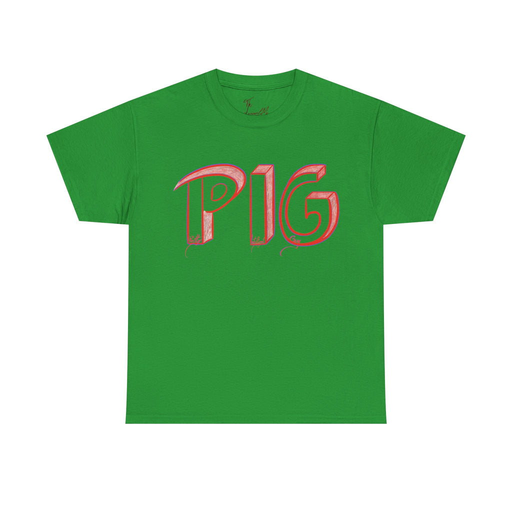 PIG | A Hand-drawn Lettering Tee Shirt Short for - Pretty Intelligent Guy | Retro Drip Text Tee | Dare it | Funny