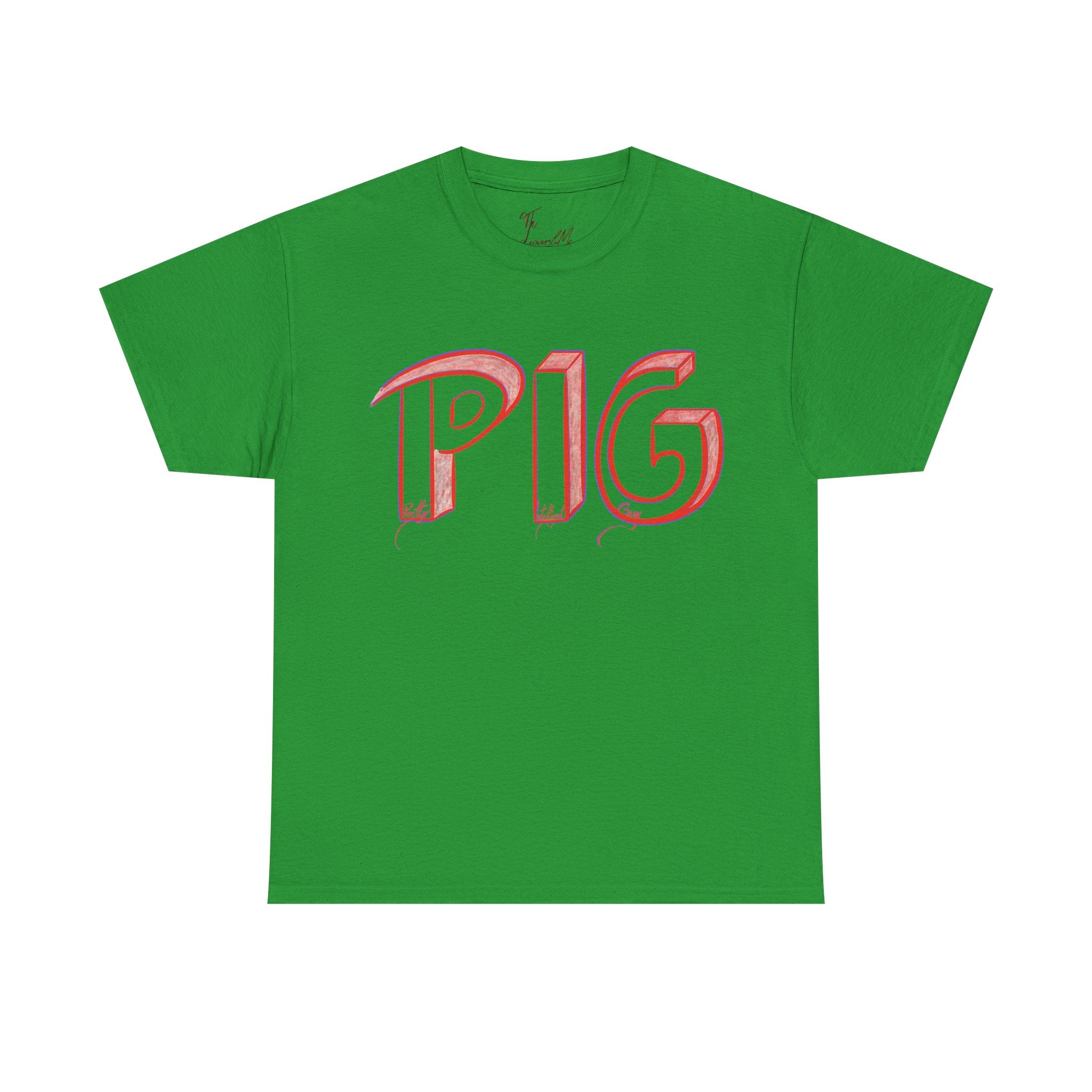 PIG | A Hand-drawn Lettering Tee Shirt Short for - Pretty Intelligent Guy | Retro Drip Text Tee | Dare it | Funny