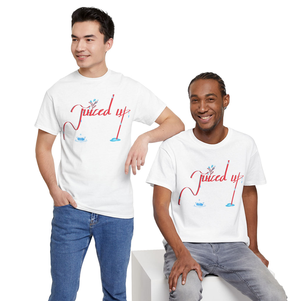 Hand-Written, Funny, Assertive 'Juiced Up' Unisex Tee, Bold Casual Everyday Shirt, Semi-Formal Adult Tshirt, 100% Cotton Eco-Friendly Top, Versatile Tee