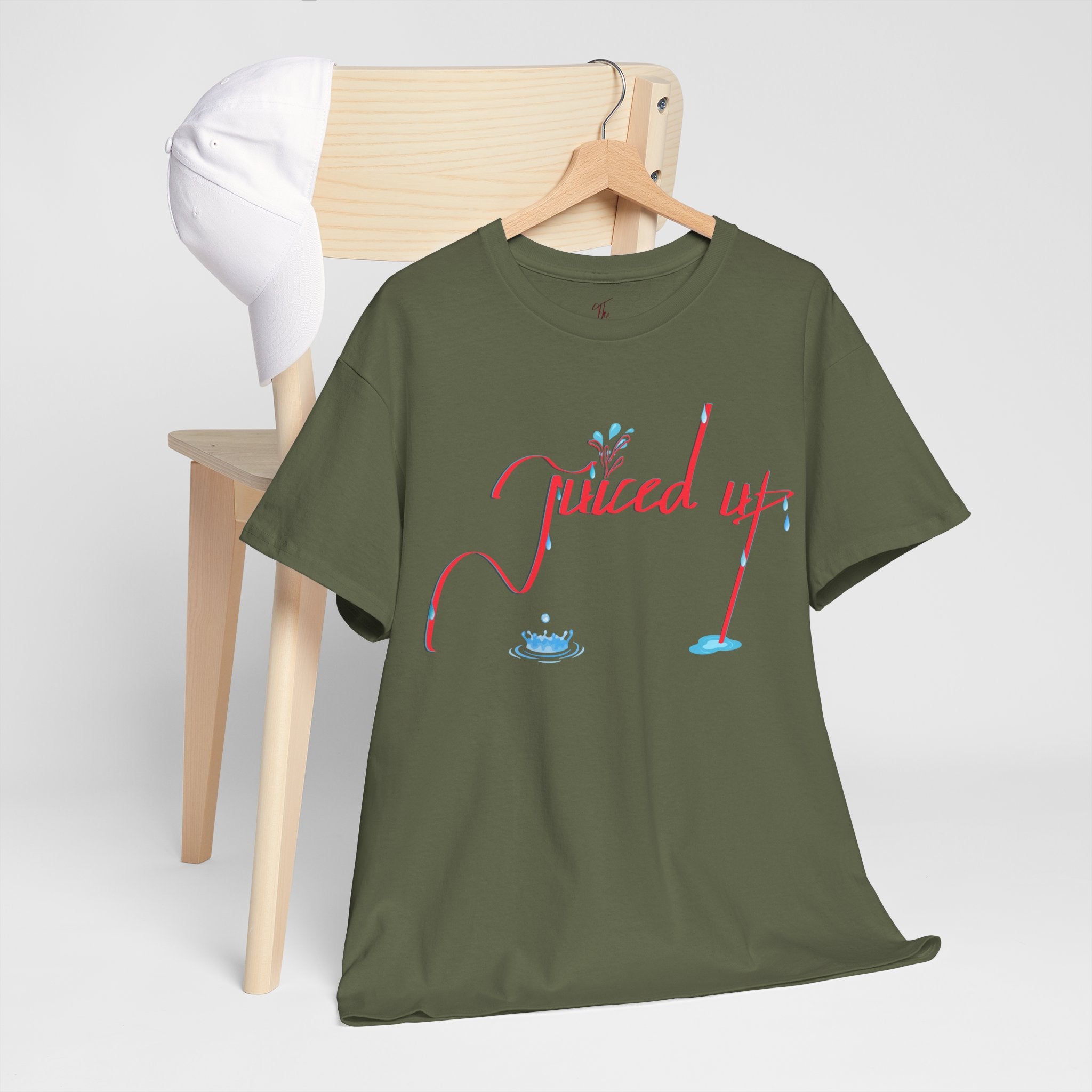 Hand-Written, Funny, Assertive 'Juiced Up' Unisex Tee, Bold Casual Everyday Shirt, Semi-Formal Adult Tshirt, 100% Cotton Eco-Friendly Top, Versatile Tee