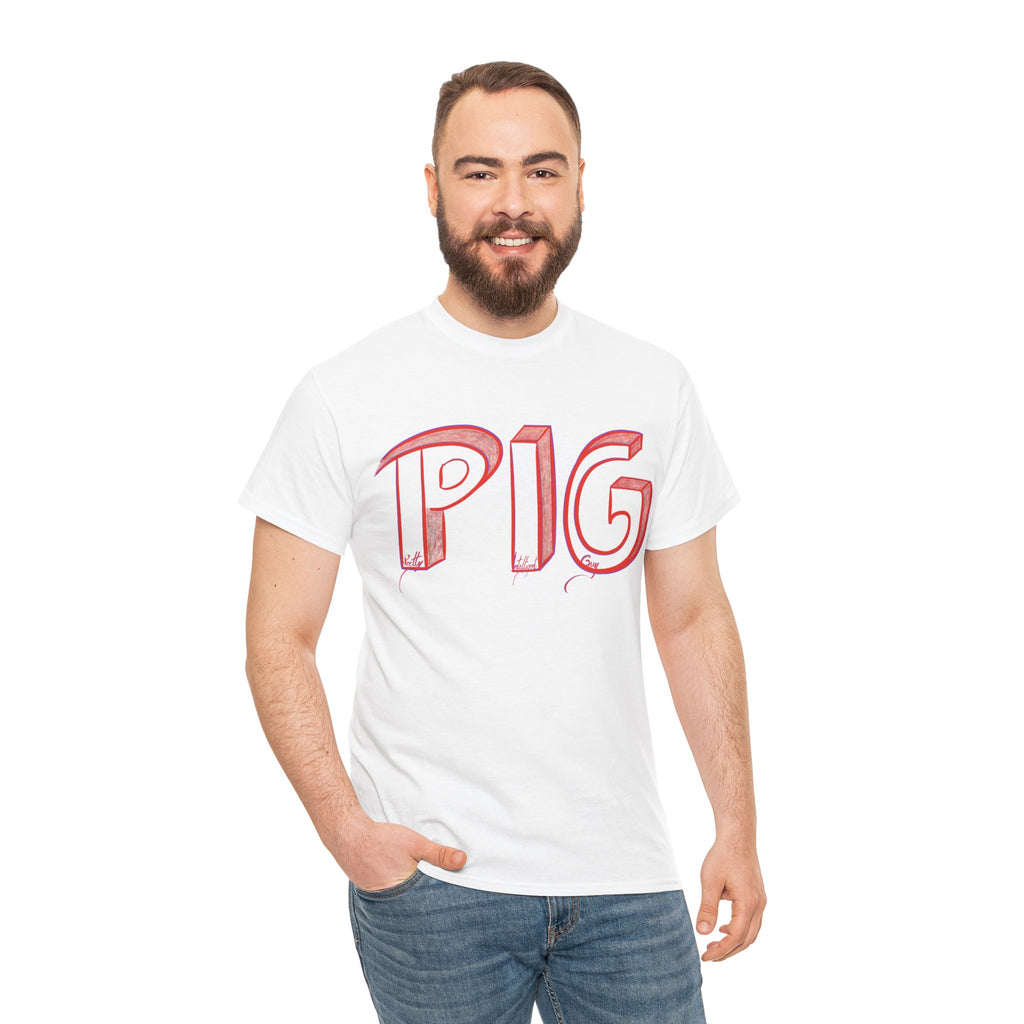 PIG | A Hand-drawn Lettering Tee Shirt Short for - Pretty Intelligent Guy | Retro Drip Text Tee | Dare it | Funny