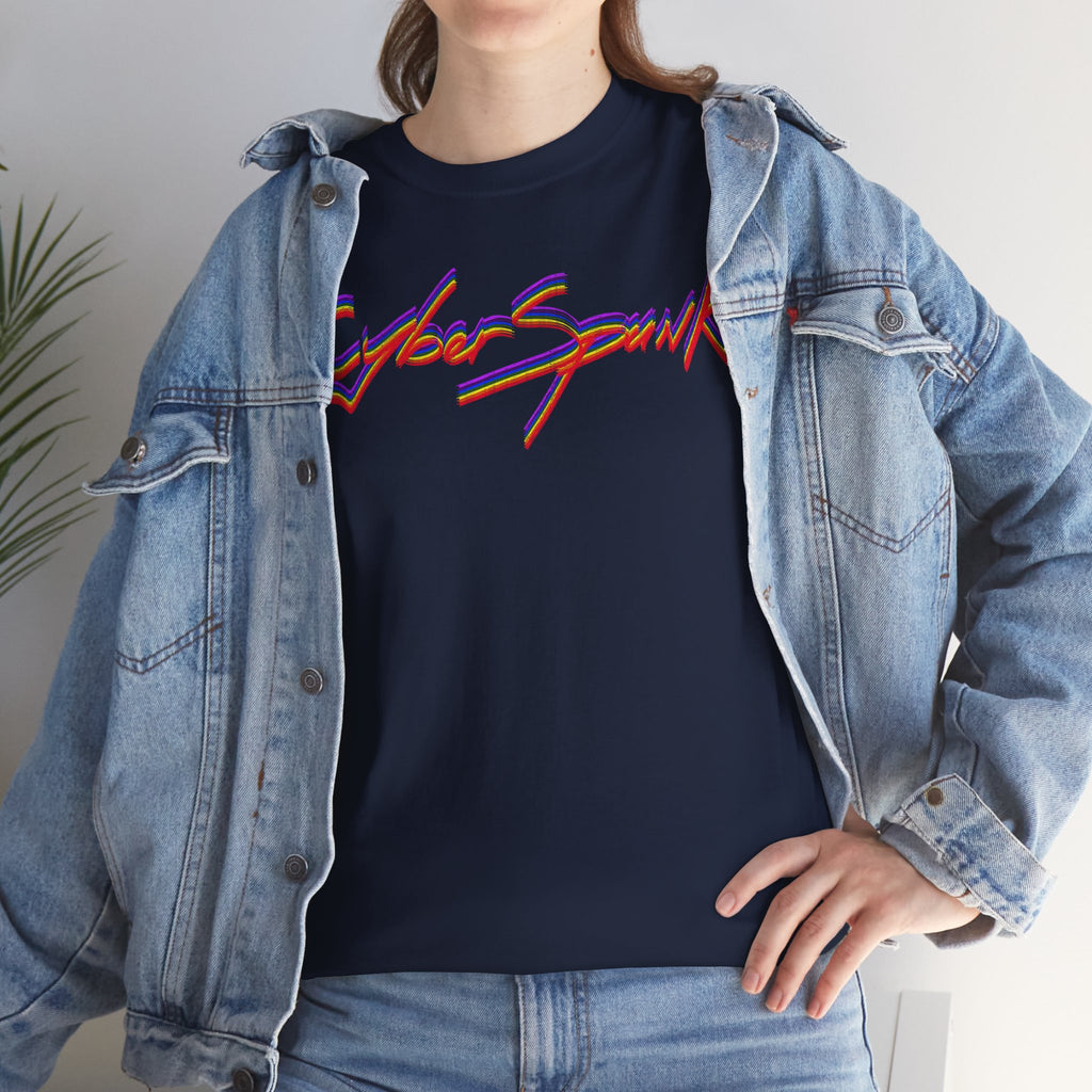 CyberSpunk Unisex Tee - Colourful Funny Cyberpunk Parody Shirt, Handwritten Design, Vibrant Graphic Tee, Casual Wear, Cyberpunk Fan Gift