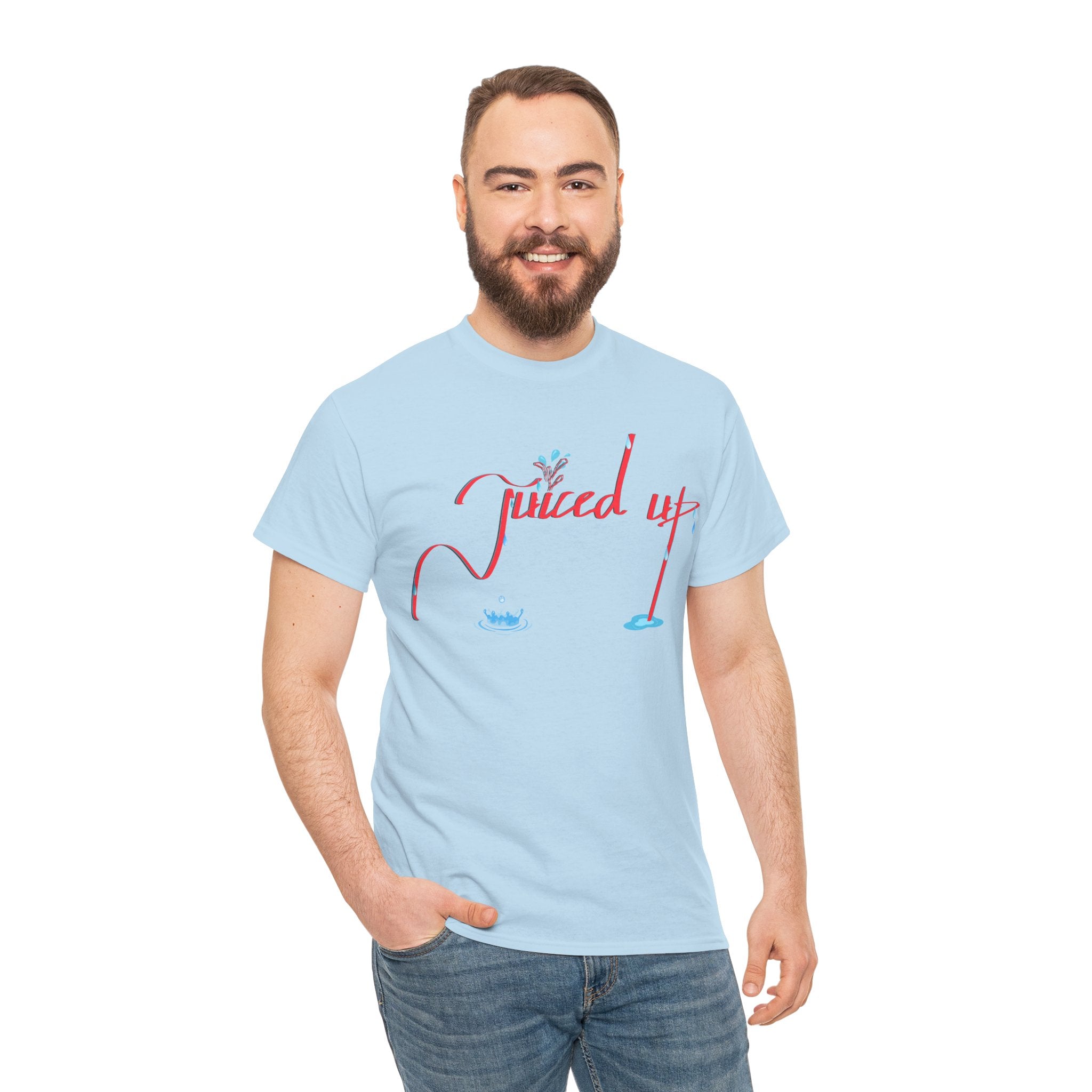 Hand-Written, Funny, Assertive 'Juiced Up' Unisex Tee, Bold Casual Everyday Shirt, Semi-Formal Adult Tshirt, 100% Cotton Eco-Friendly Top, Versatile Tee