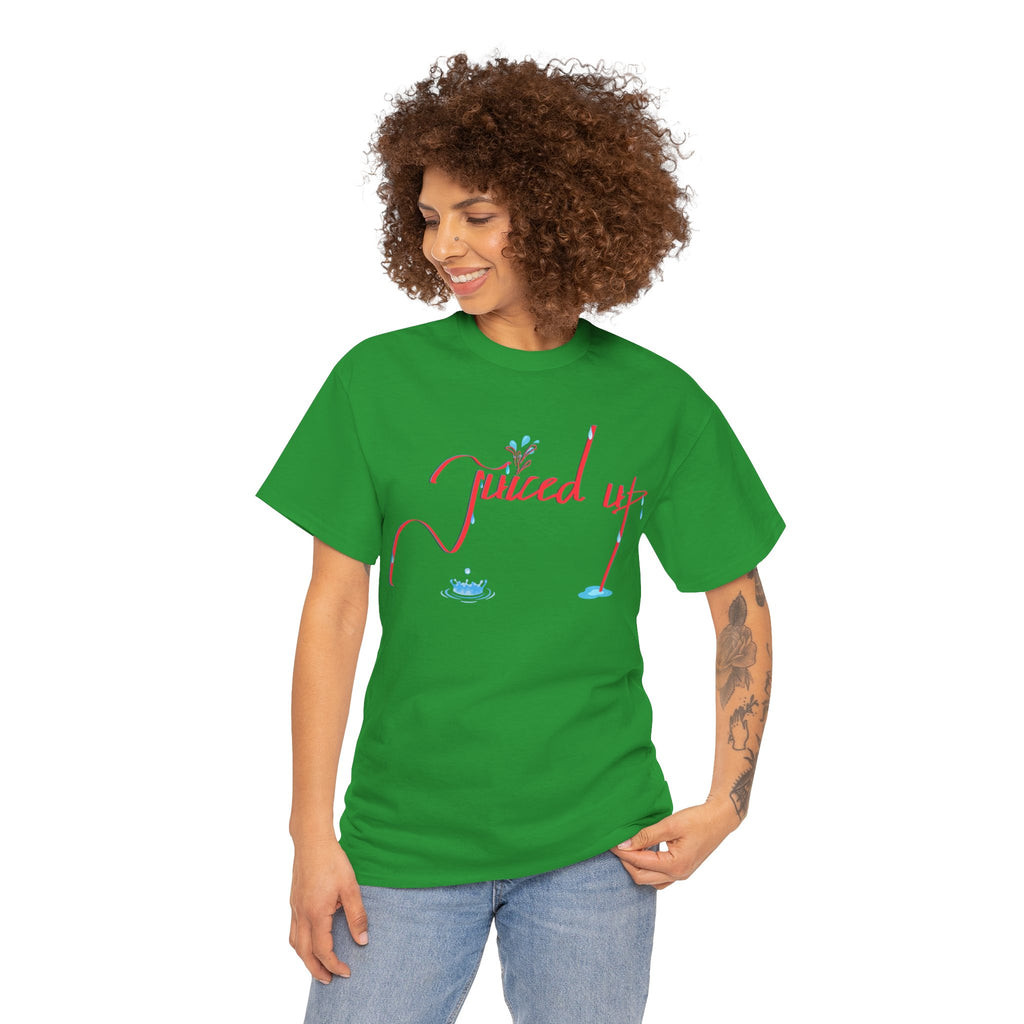 Hand-Written, Funny, Assertive 'Juiced Up' Unisex Tee, Bold Casual Everyday Shirt, Semi-Formal Adult Tshirt, 100% Cotton Eco-Friendly Top, Versatile Tee