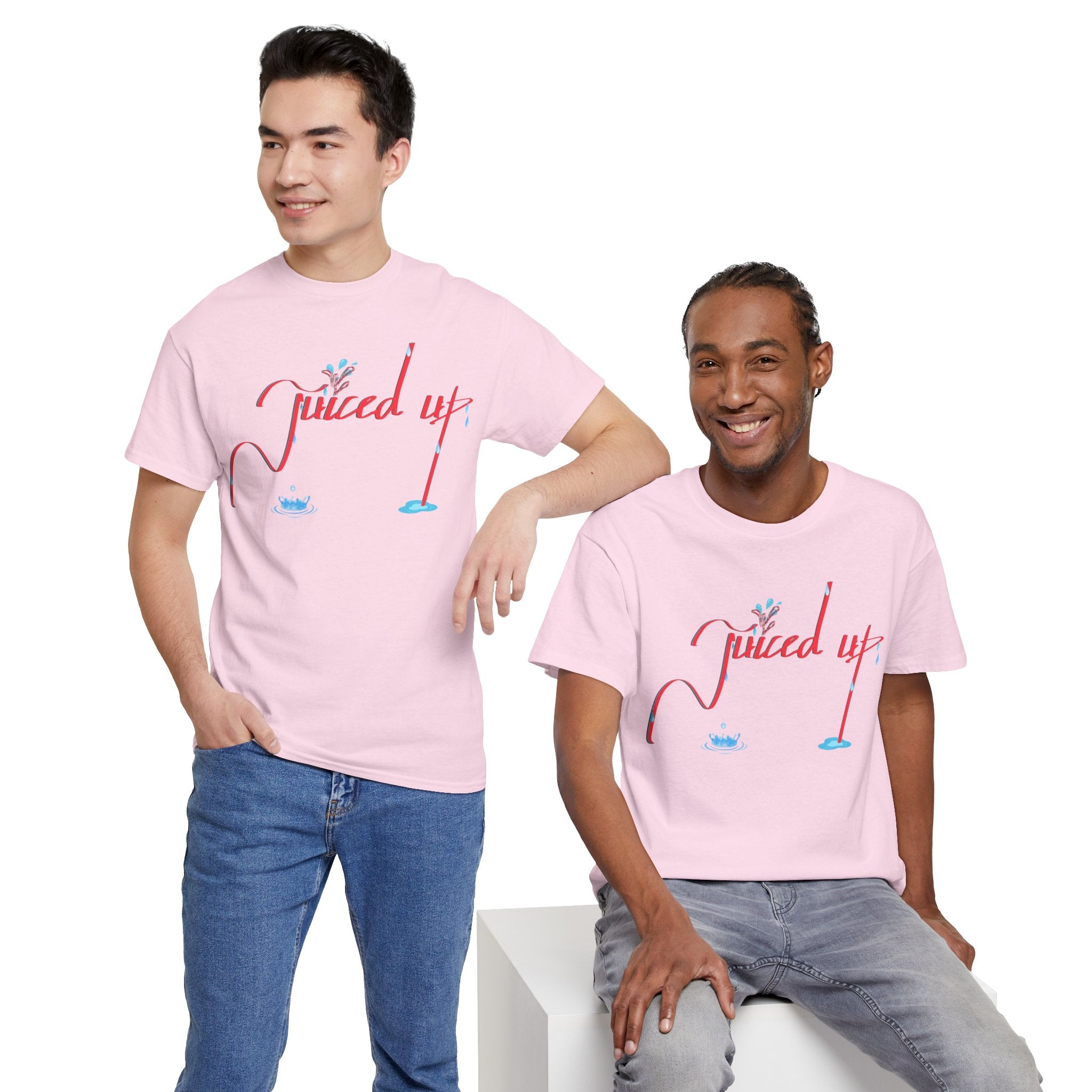 Hand-Written, Funny, Assertive 'Juiced Up' Unisex Tee, Bold Casual Everyday Shirt, Semi-Formal Adult Tshirt, 100% Cotton Eco-Friendly Top, Versatile Tee