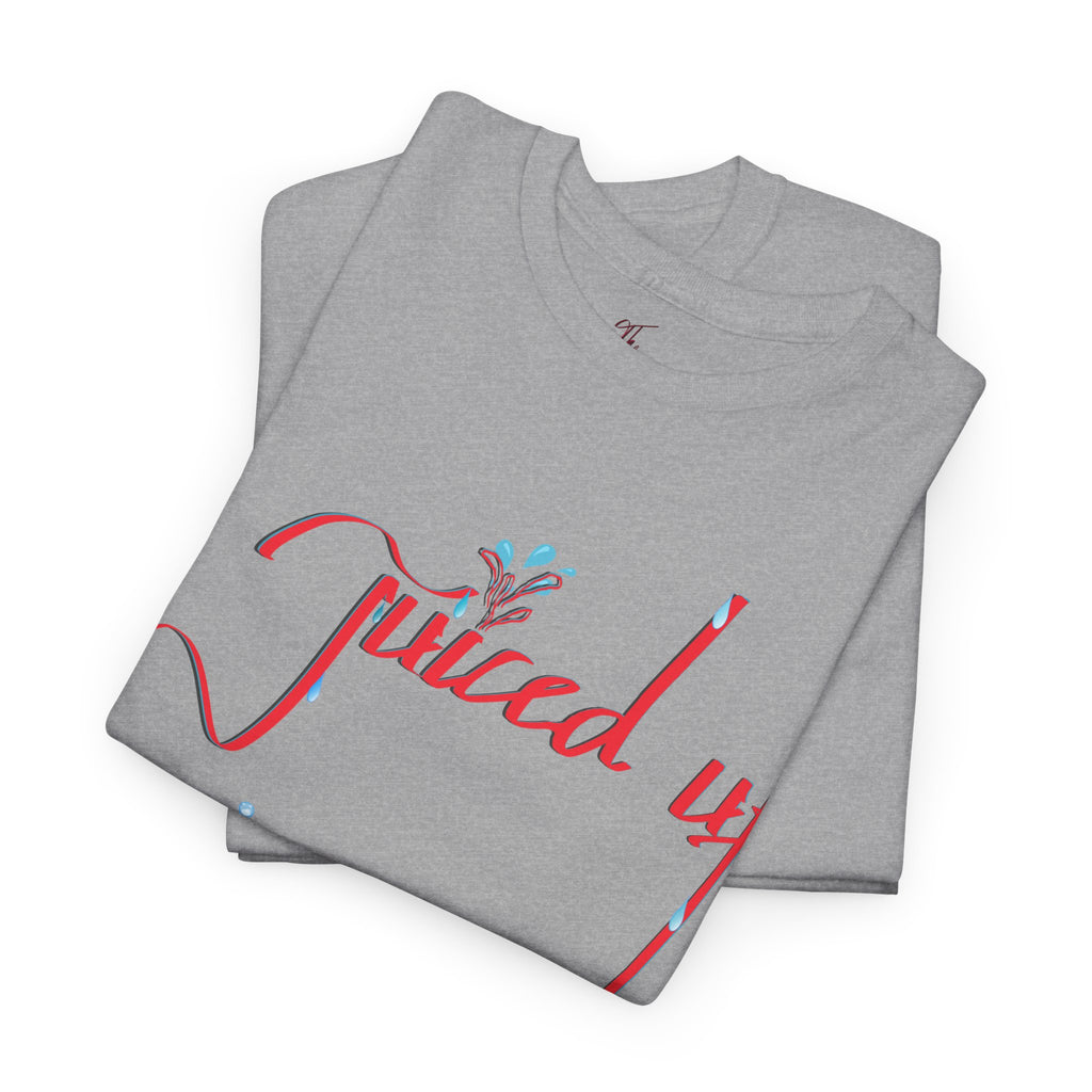 Hand-Written, Funny, Assertive 'Juiced Up' Unisex Tee, Bold Casual Everyday Shirt, Semi-Formal Adult Tshirt, 100% Cotton Eco-Friendly Top, Versatile Tee