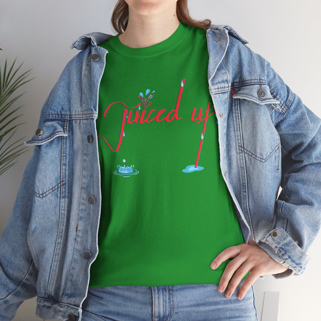 Hand-Written, Funny, Assertive 'Juiced Up' Unisex Tee, Bold Casual Everyday Shirt, Semi-Formal Adult Tshirt, 100% Cotton Eco-Friendly Top, Versatile Tee