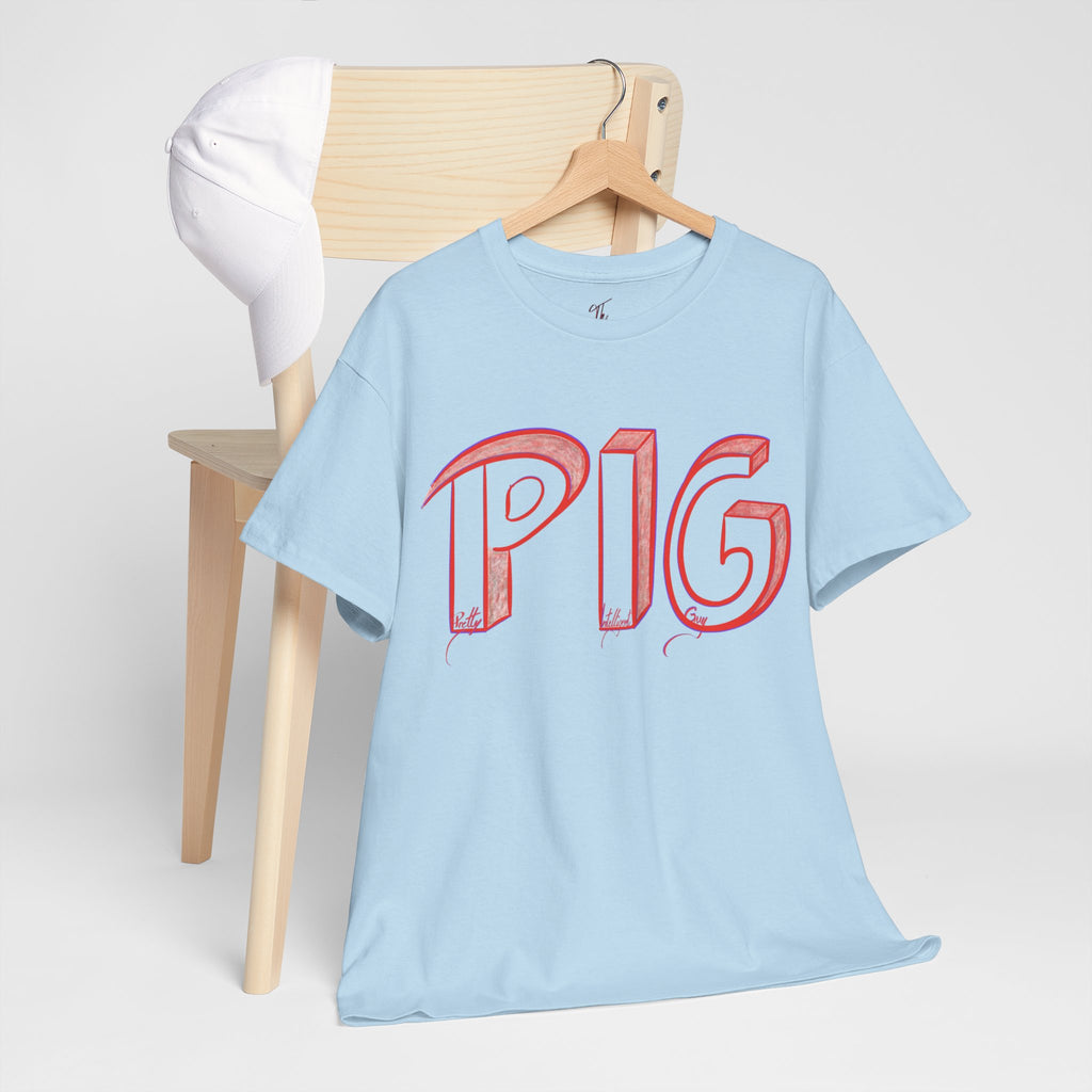 PIG | A Hand-drawn Lettering Tee Shirt Short for - Pretty Intelligent Guy | Retro Drip Text Tee | Dare it | Funny