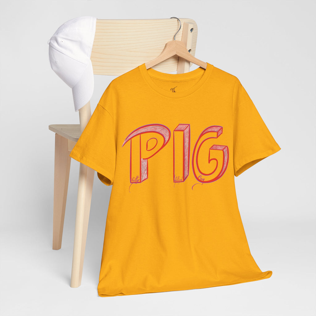 PIG | A Hand-drawn Lettering Tee Shirt Short for - Pretty Intelligent Guy | Retro Drip Text Tee | Dare it | Funny