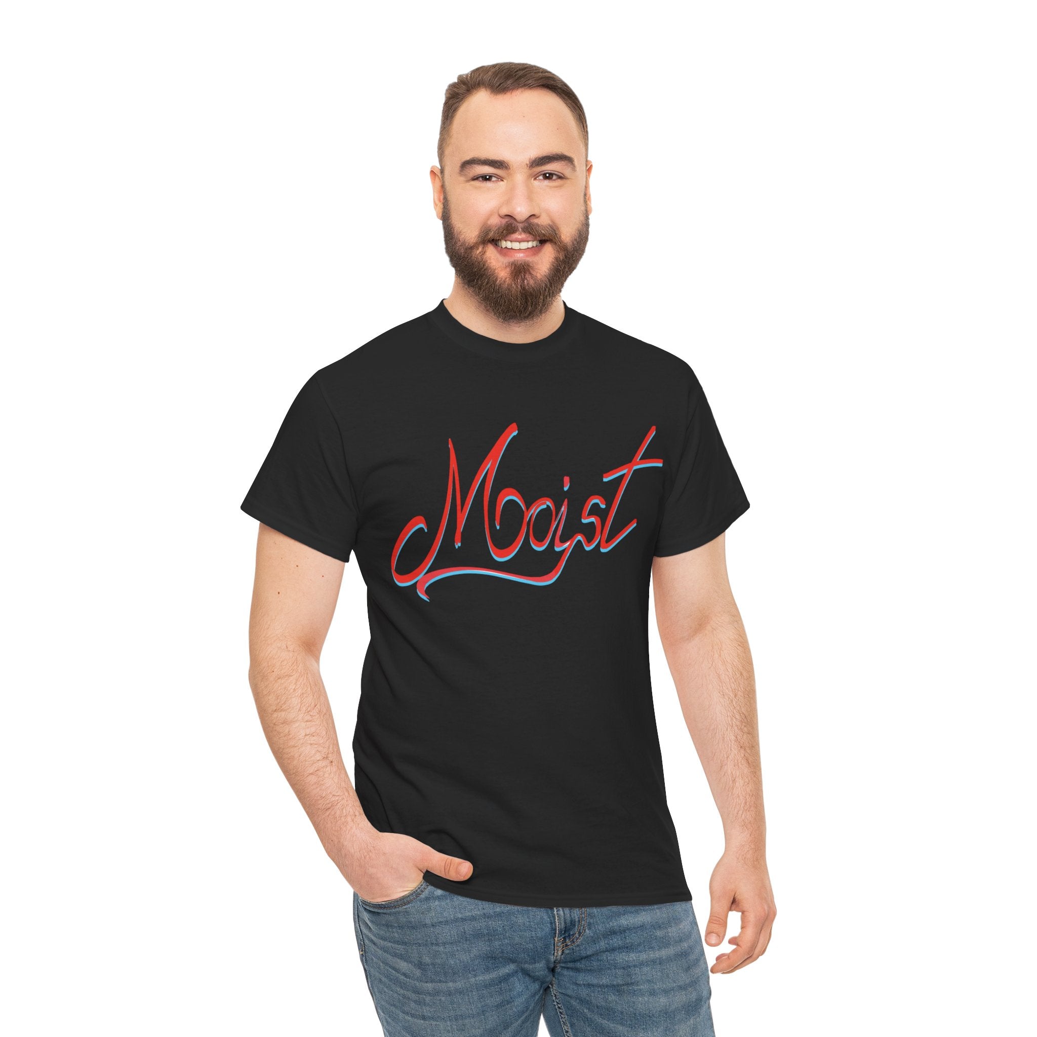 Moist Script T-Shirt — Playful Retro Typography Tee