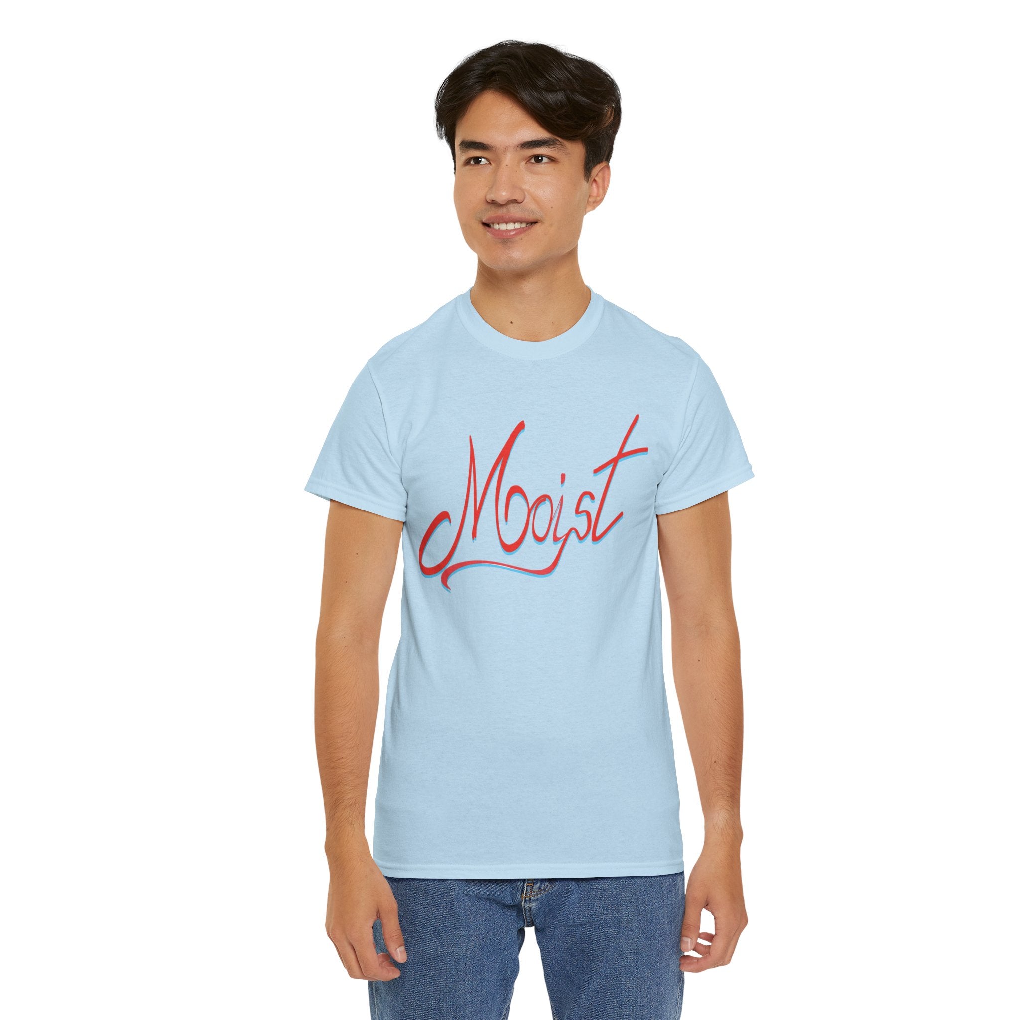 Moist Script T-Shirt — Playful Retro Typography Tee