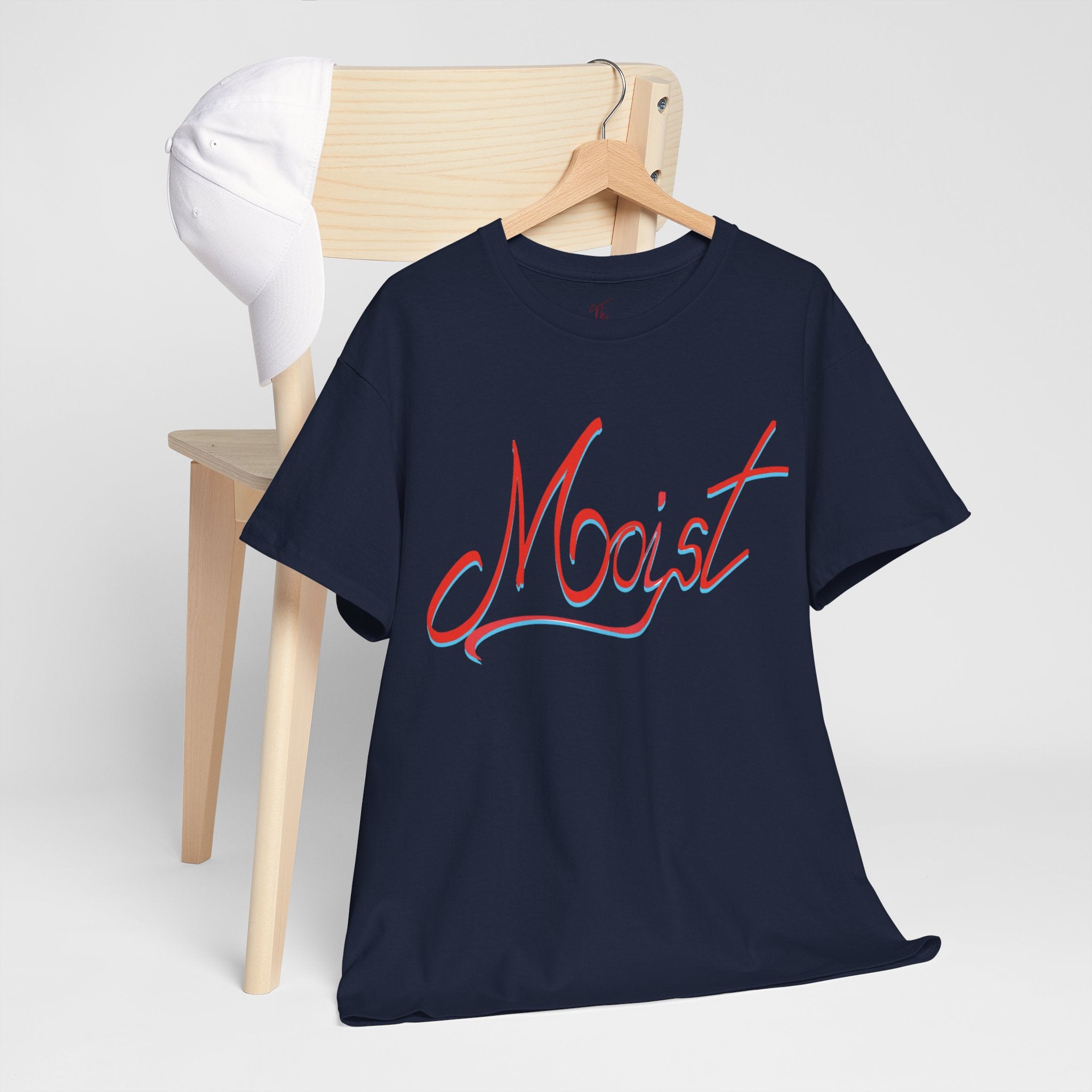 Moist Script T-Shirt — Playful Retro Typography Tee