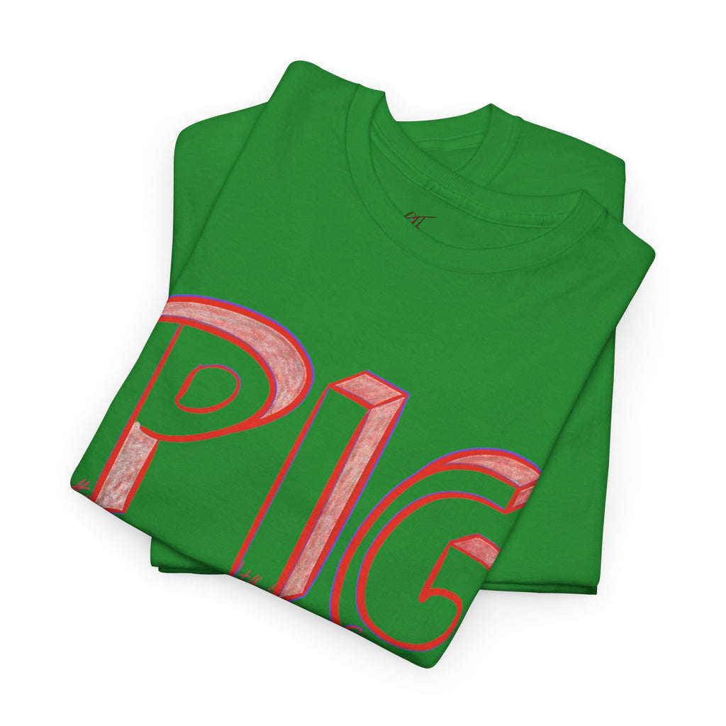 PIG | A Hand-drawn Lettering Tee Shirt Short for - Pretty Intelligent Guy | Retro Drip Text Tee | Dare it | Funny