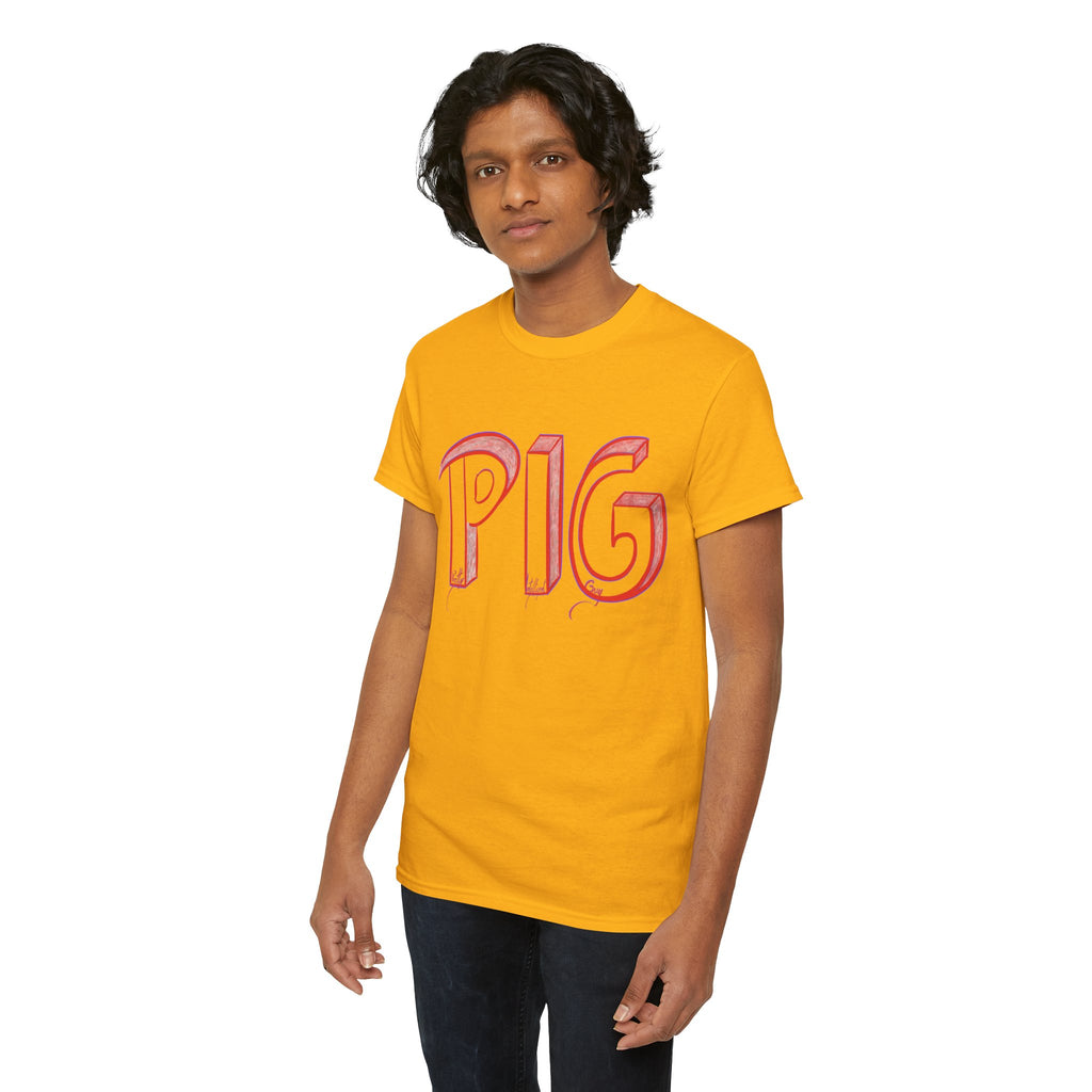 PIG | A Hand-drawn Lettering Tee Shirt Short for - Pretty Intelligent Guy | Retro Drip Text Tee | Dare it | Funny