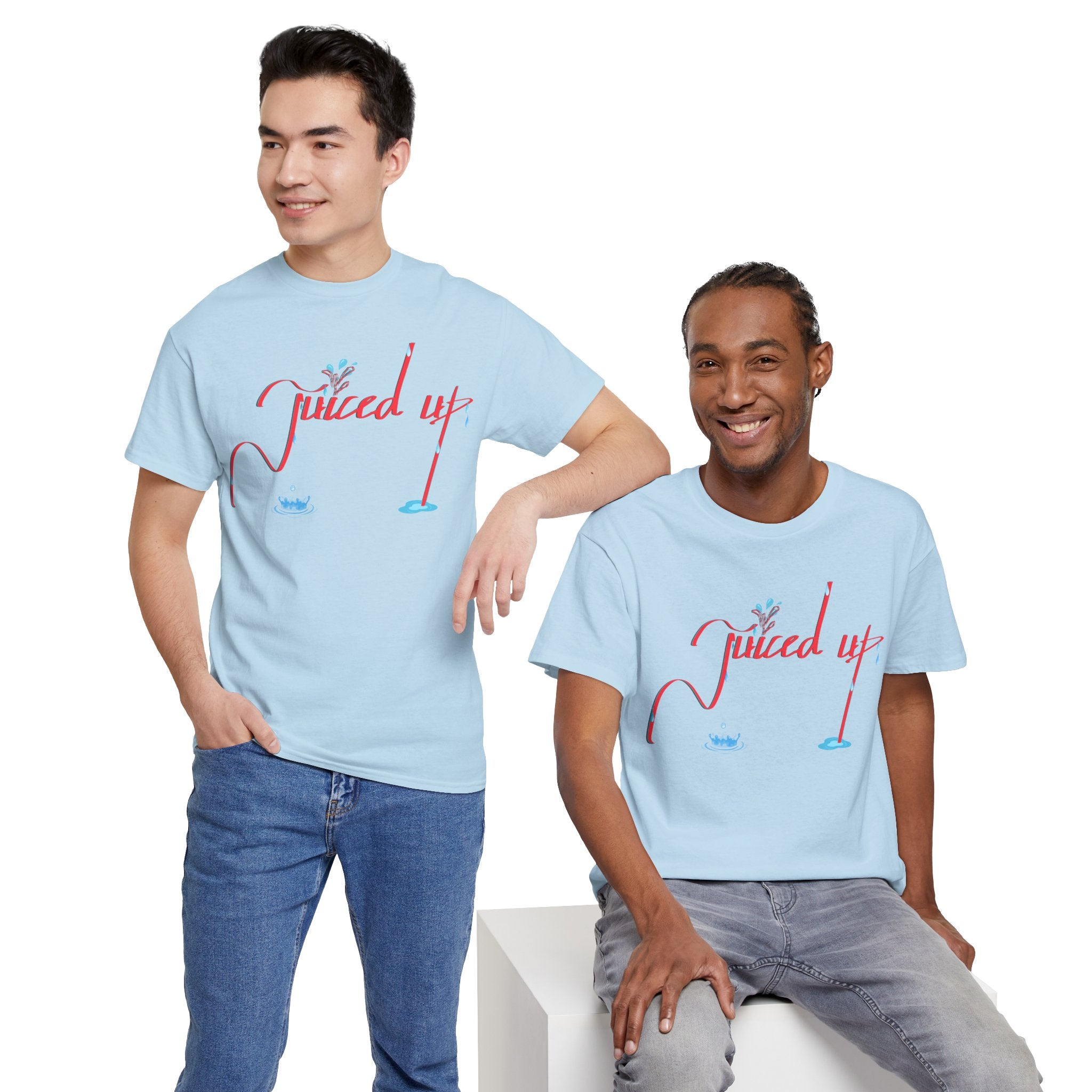 Hand-Written, Funny, Assertive 'Juiced Up' Unisex Tee, Bold Casual Everyday Shirt, Semi-Formal Adult Tshirt, 100% Cotton Eco-Friendly Top, Versatile Tee