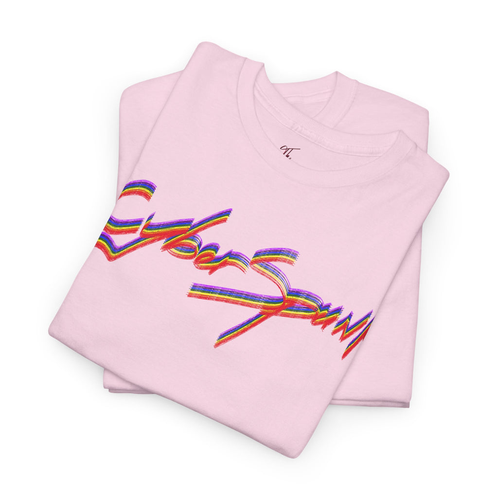 CyberSpunk Unisex Tee - Colourful Funny Cyberpunk Parody Shirt, Handwritten Design, Vibrant Graphic Tee, Casual Wear, Cyberpunk Fan Gift