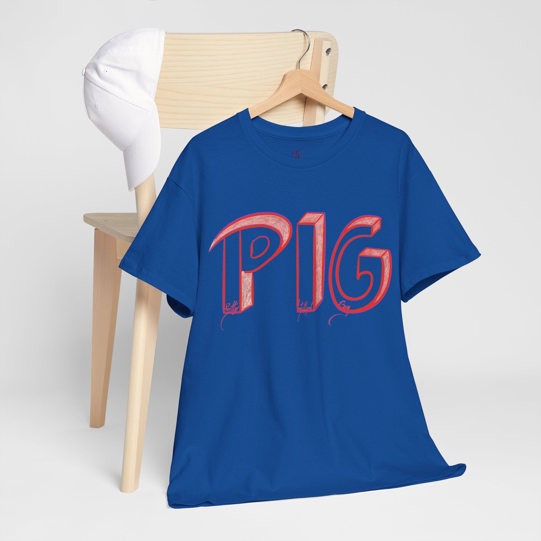 PIG | A Hand-drawn Lettering Tee Shirt Short for - Pretty Intelligent Guy | Retro Drip Text Tee | Dare it | Funny