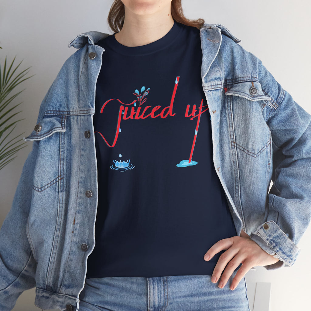 Hand-Written, Funny, Assertive 'Juiced Up' Unisex Tee, Bold Casual Everyday Shirt, Semi-Formal Adult Tshirt, 100% Cotton Eco-Friendly Top, Versatile Tee