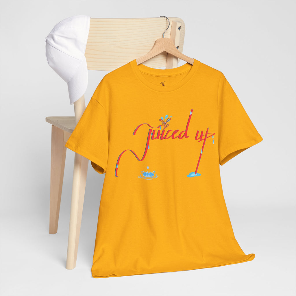 Hand-Written, Funny, Assertive 'Juiced Up' Unisex Tee, Bold Casual Everyday Shirt, Semi-Formal Adult Tshirt, 100% Cotton Eco-Friendly Top, Versatile Tee