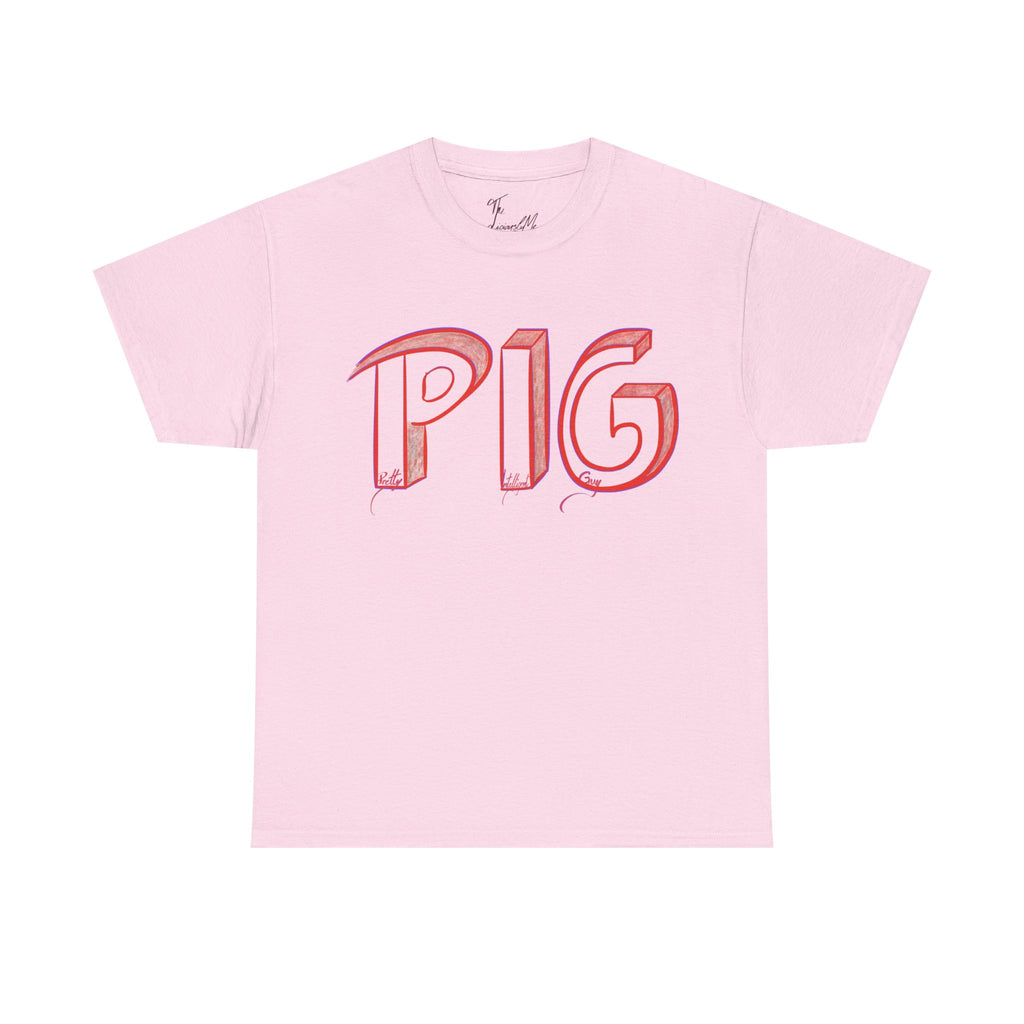 PIG | A Hand-drawn Lettering Tee Shirt Short for - Pretty Intelligent Guy | Retro Drip Text Tee | Dare it | Funny