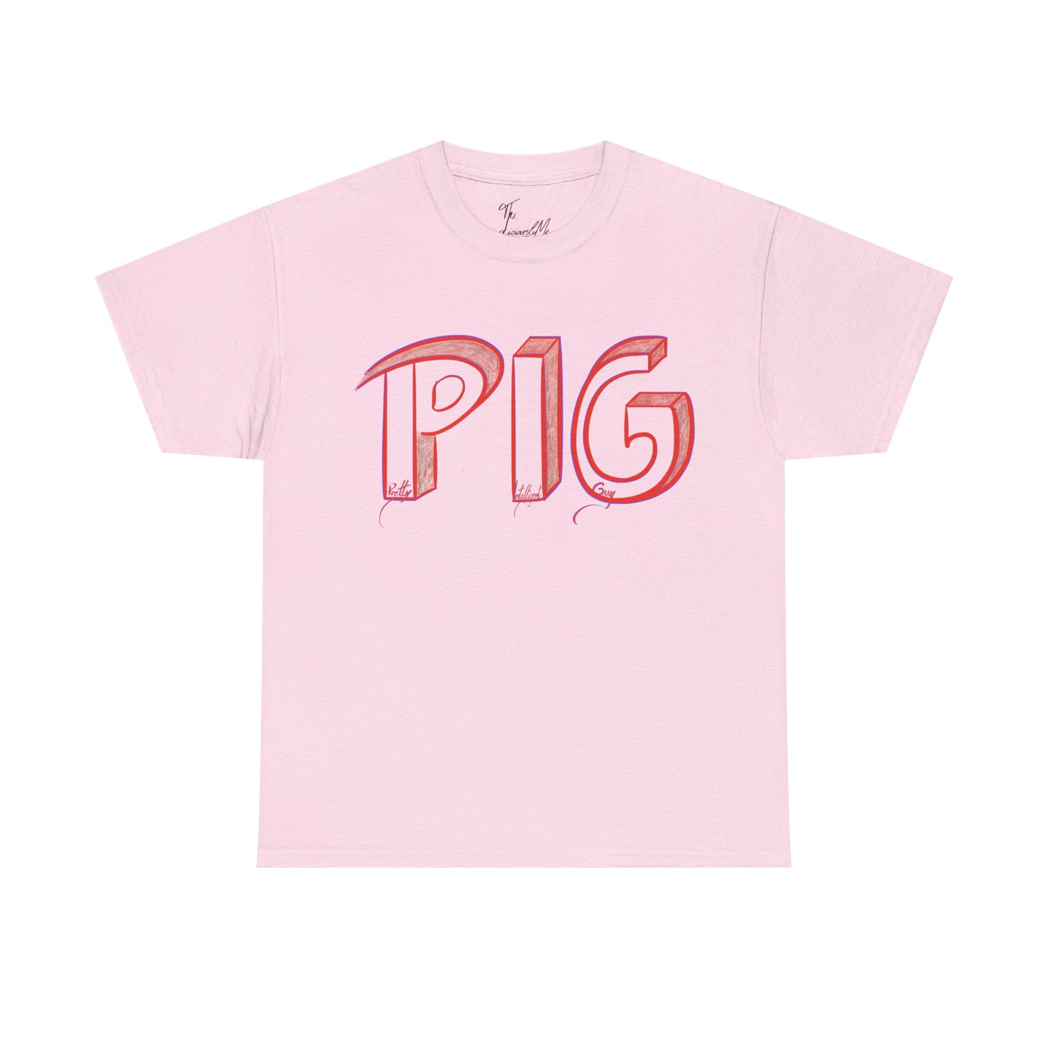 PIG | A Hand-drawn Lettering Tee Shirt Short for - Pretty Intelligent Guy | Retro Drip Text Tee | Dare it | Funny