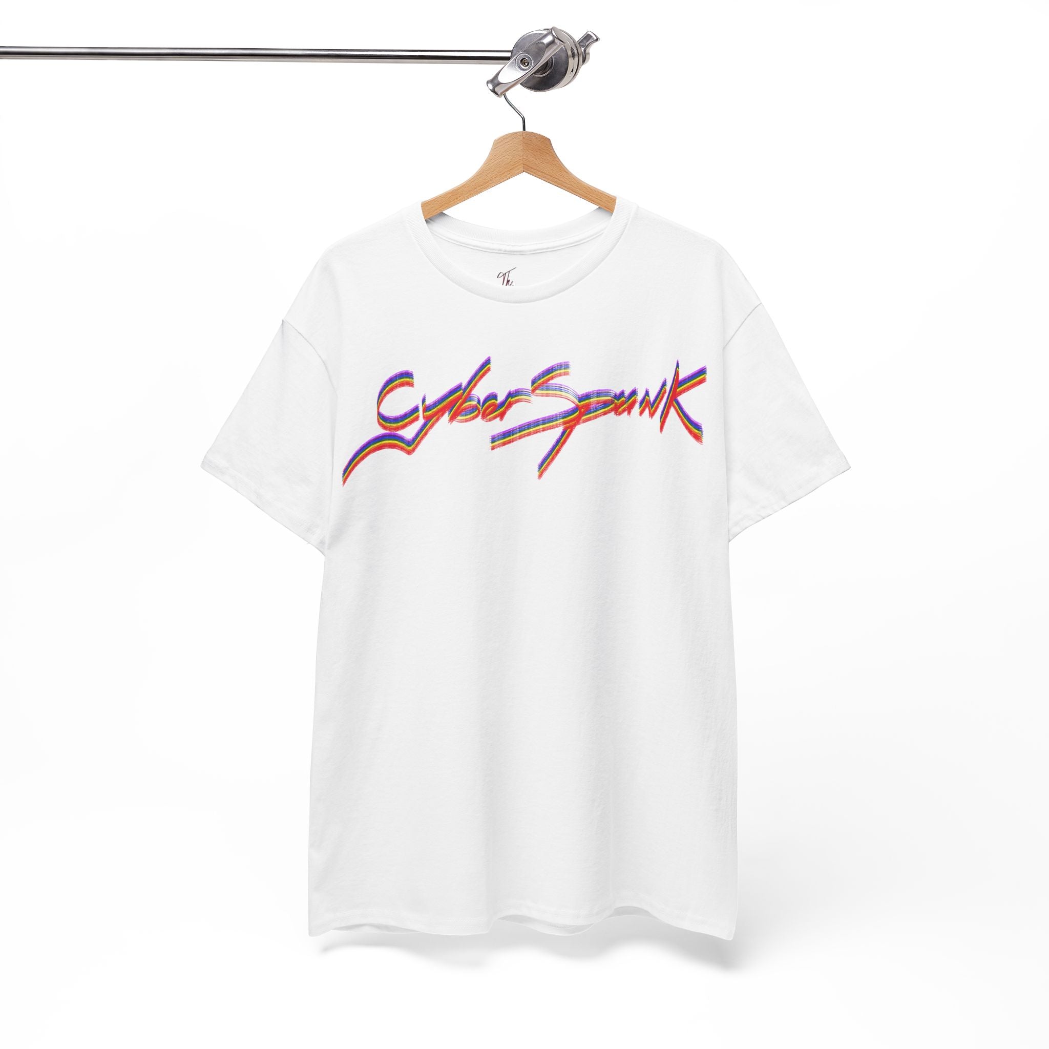 CyberSpunk Unisex Tee - Colourful Funny Cyberpunk Parody Shirt, Handwritten Design, Vibrant Graphic Tee, Casual Wear, Cyberpunk Fan Gift