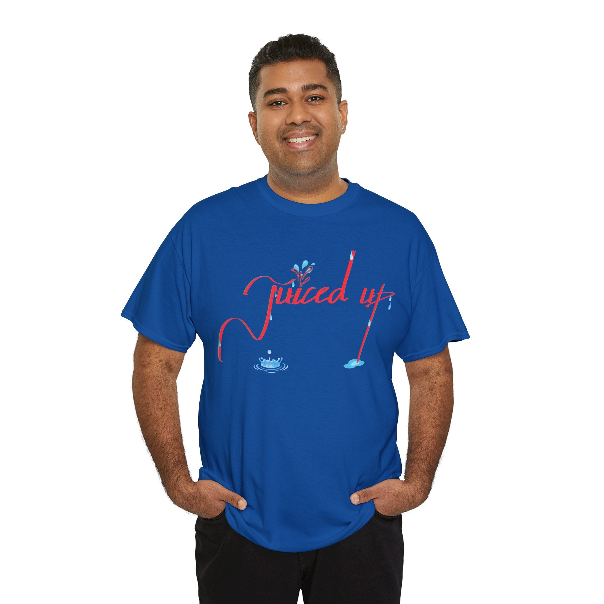 Hand-Written, Funny, Assertive 'Juiced Up' Unisex Tee, Bold Casual Everyday Shirt, Semi-Formal Adult Tshirt, 100% Cotton Eco-Friendly Top, Versatile Tee