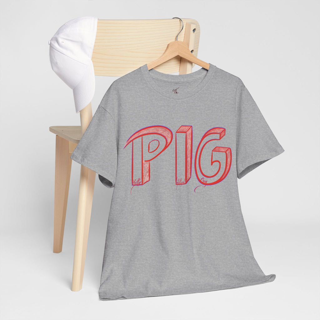 PIG | A Hand-drawn Lettering Tee Shirt Short for - Pretty Intelligent Guy | Retro Drip Text Tee | Dare it | Funny