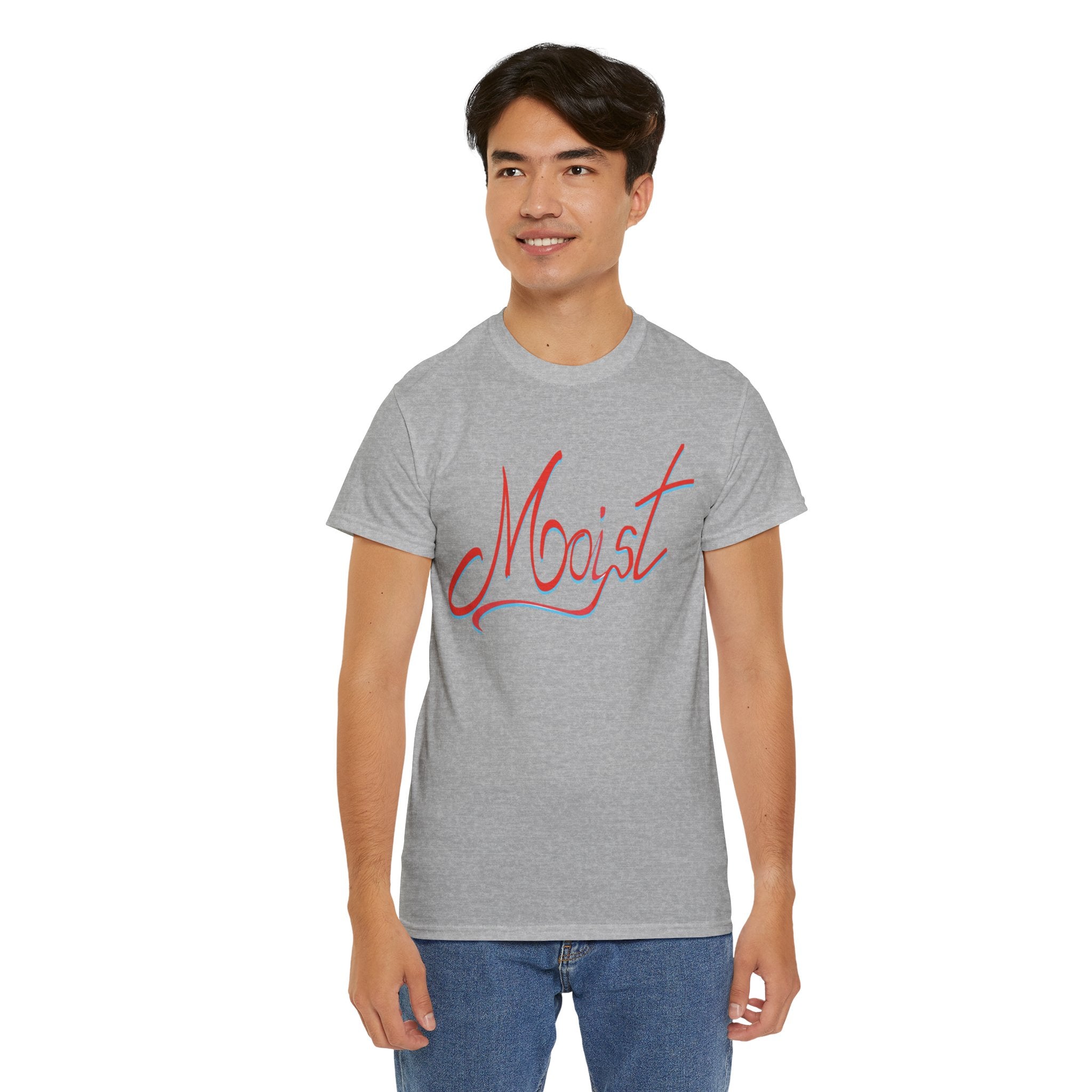 Moist Script T-Shirt — Playful Retro Typography Tee