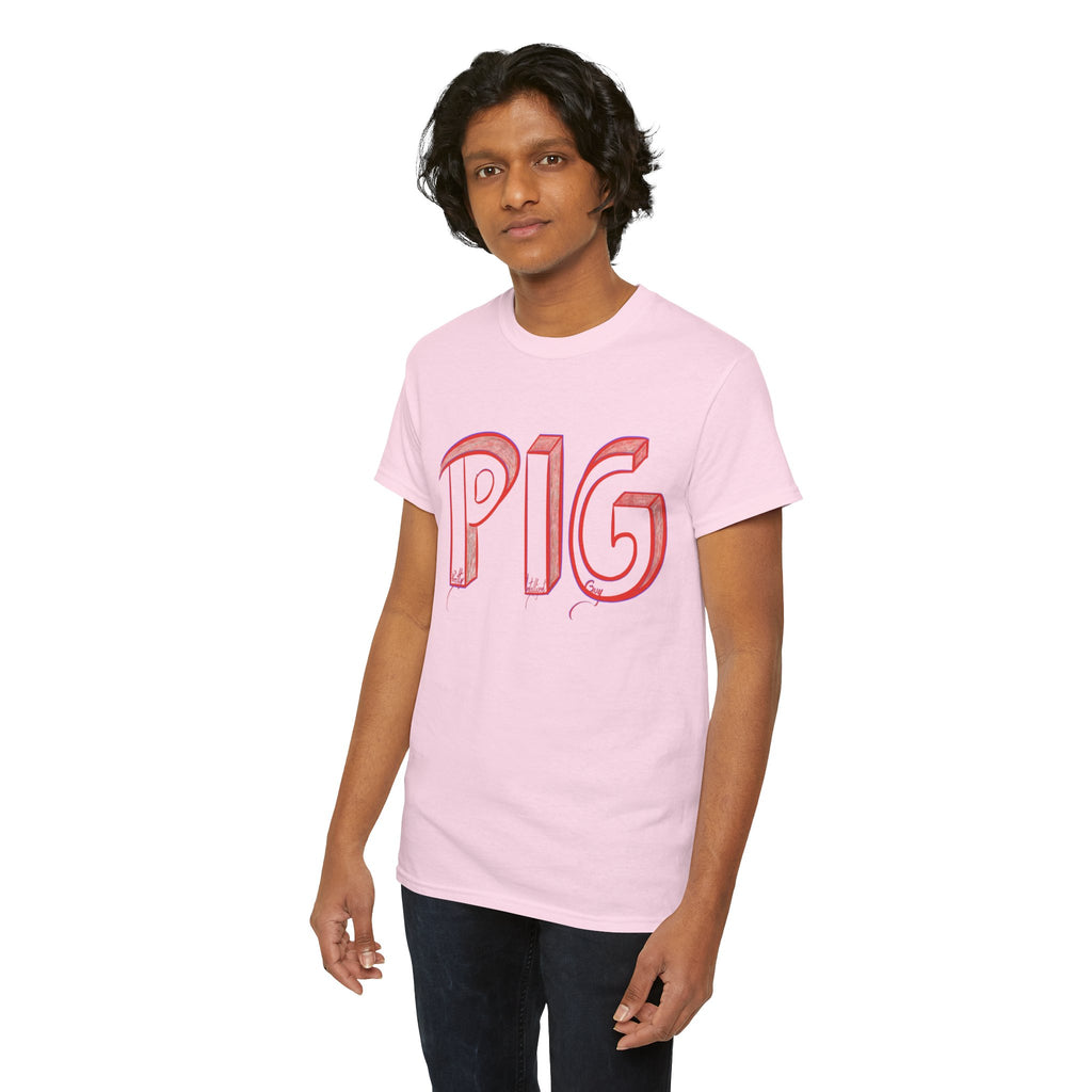 PIG | A Hand-drawn Lettering Tee Shirt Short for - Pretty Intelligent Guy | Retro Drip Text Tee | Dare it | Funny