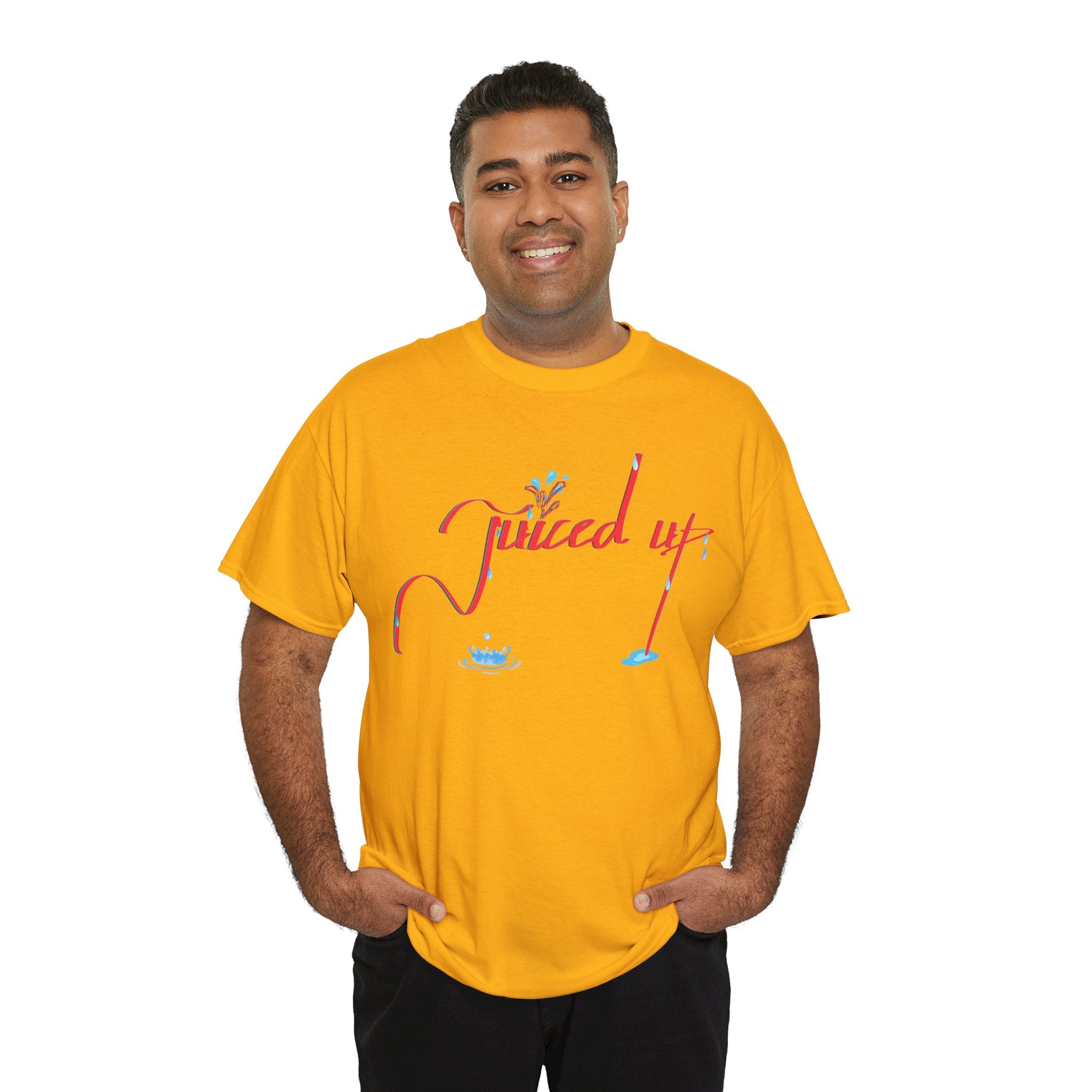 Hand-Written, Funny, Assertive 'Juiced Up' Unisex Tee, Bold Casual Everyday Shirt, Semi-Formal Adult Tshirt, 100% Cotton Eco-Friendly Top, Versatile Tee