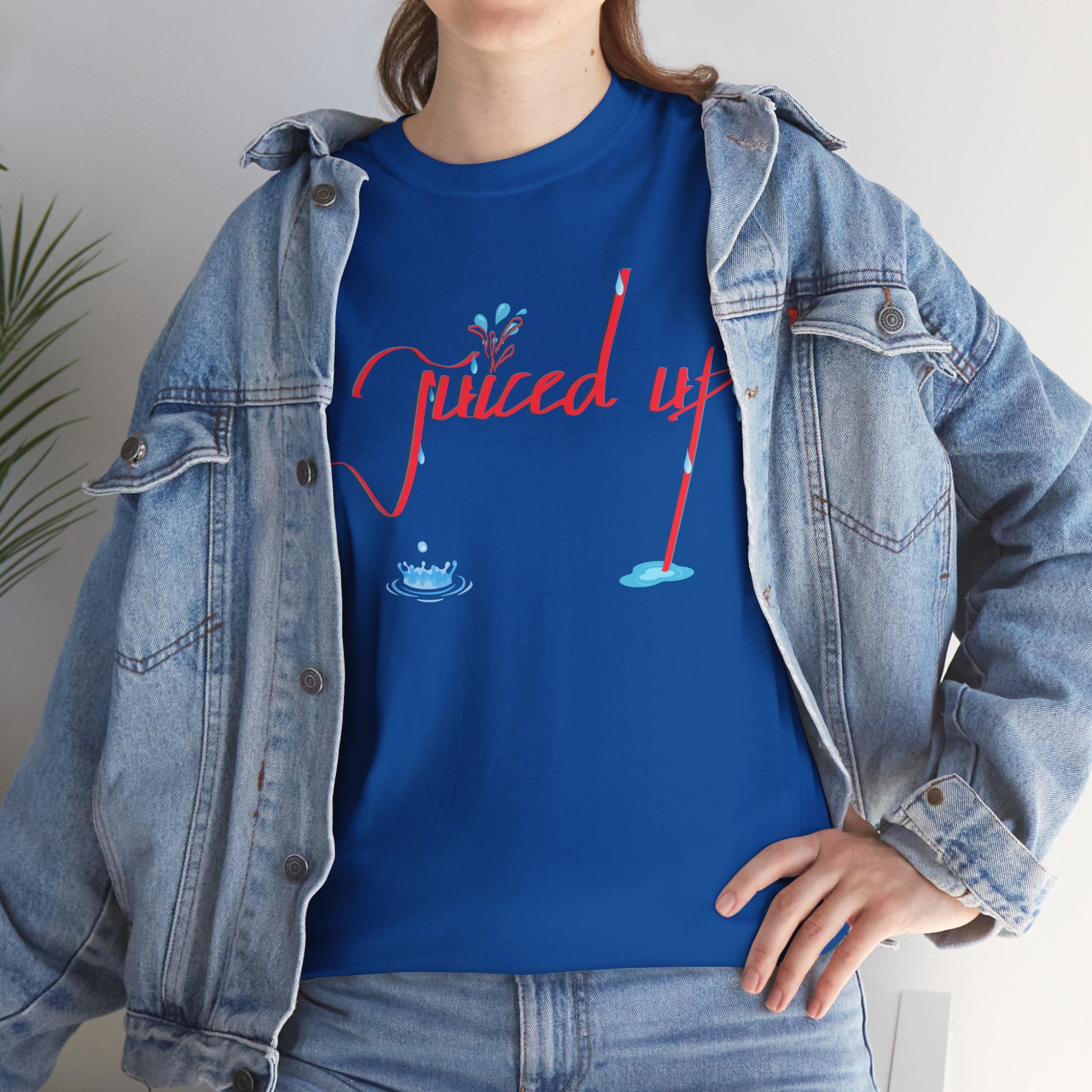 Hand-Written, Funny, Assertive 'Juiced Up' Unisex Tee, Bold Casual Everyday Shirt, Semi-Formal Adult Tshirt, 100% Cotton Eco-Friendly Top, Versatile Tee