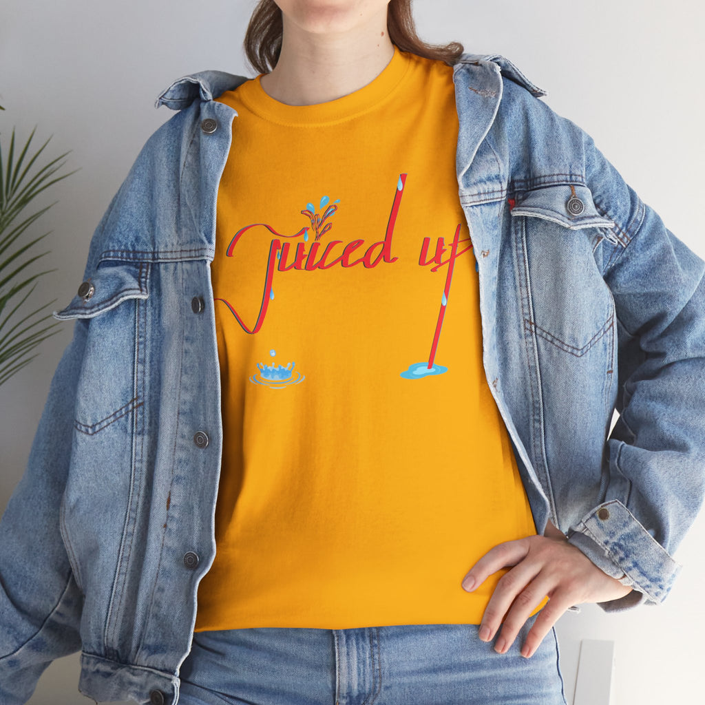 Hand-Written, Funny, Assertive 'Juiced Up' Unisex Tee, Bold Casual Everyday Shirt, Semi-Formal Adult Tshirt, 100% Cotton Eco-Friendly Top, Versatile Tee