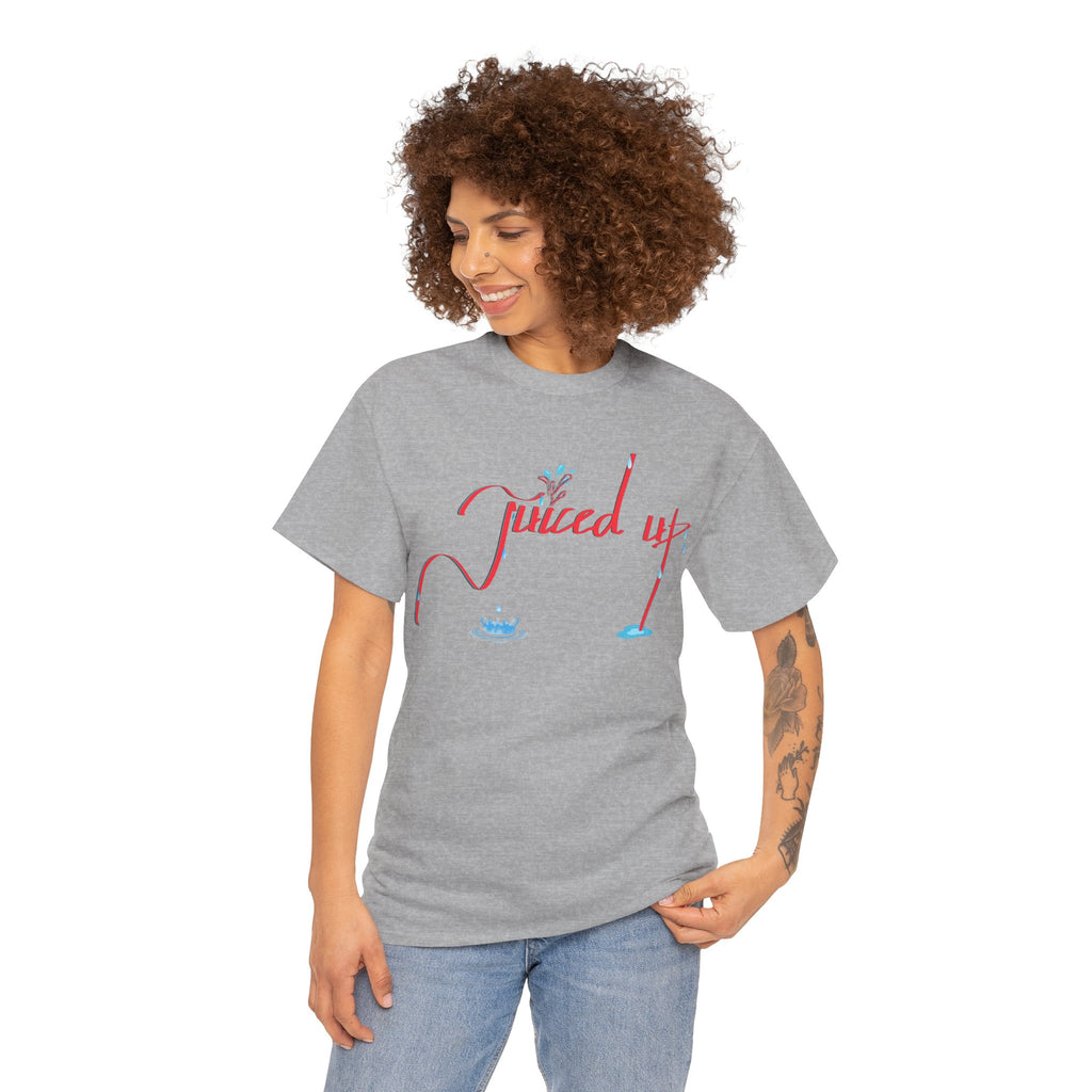Hand-Written, Funny, Assertive 'Juiced Up' Unisex Tee, Bold Casual Everyday Shirt, Semi-Formal Adult Tshirt, 100% Cotton Eco-Friendly Top, Versatile Tee